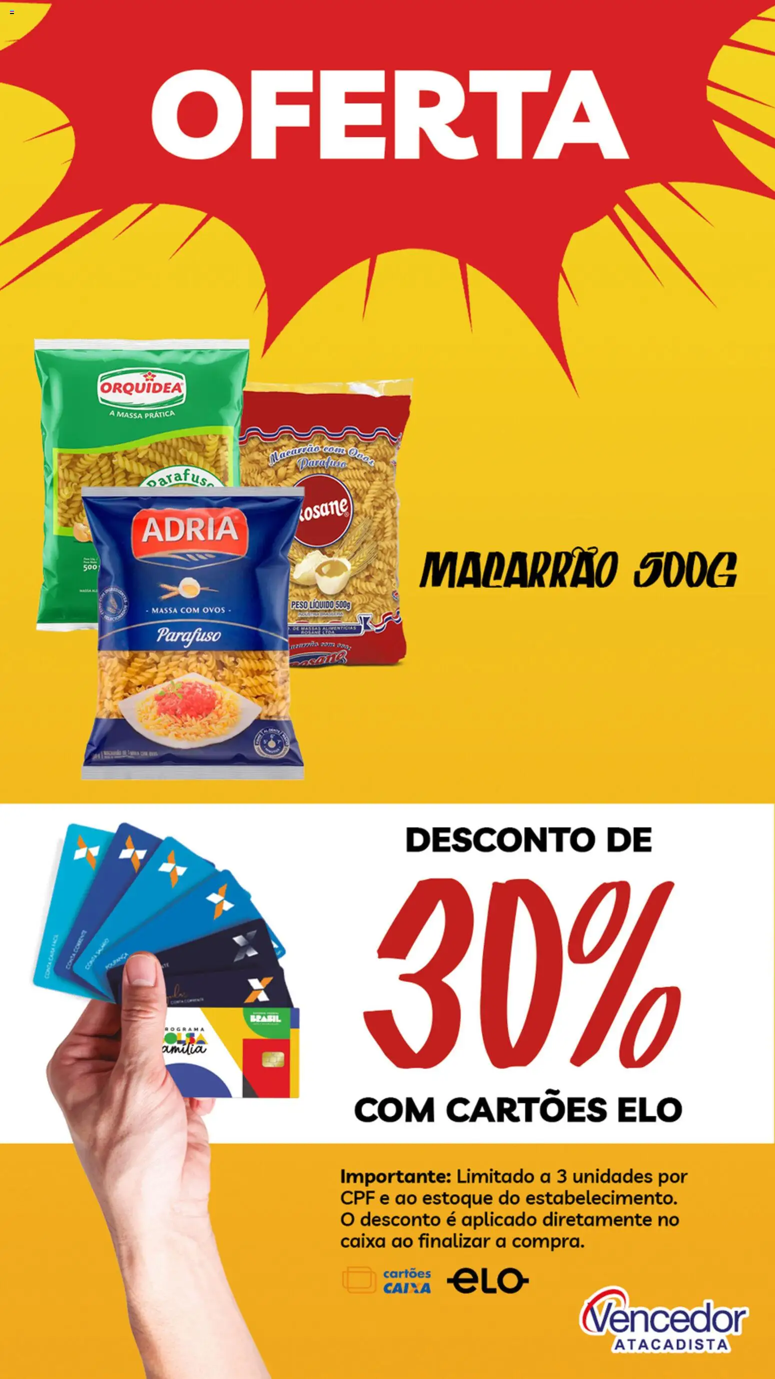 Vencedor Atacadista Folheto - válido de 20.03.2026 | Página: 1 | Produtos: Caixa, Ovos, Macarrão, Massa