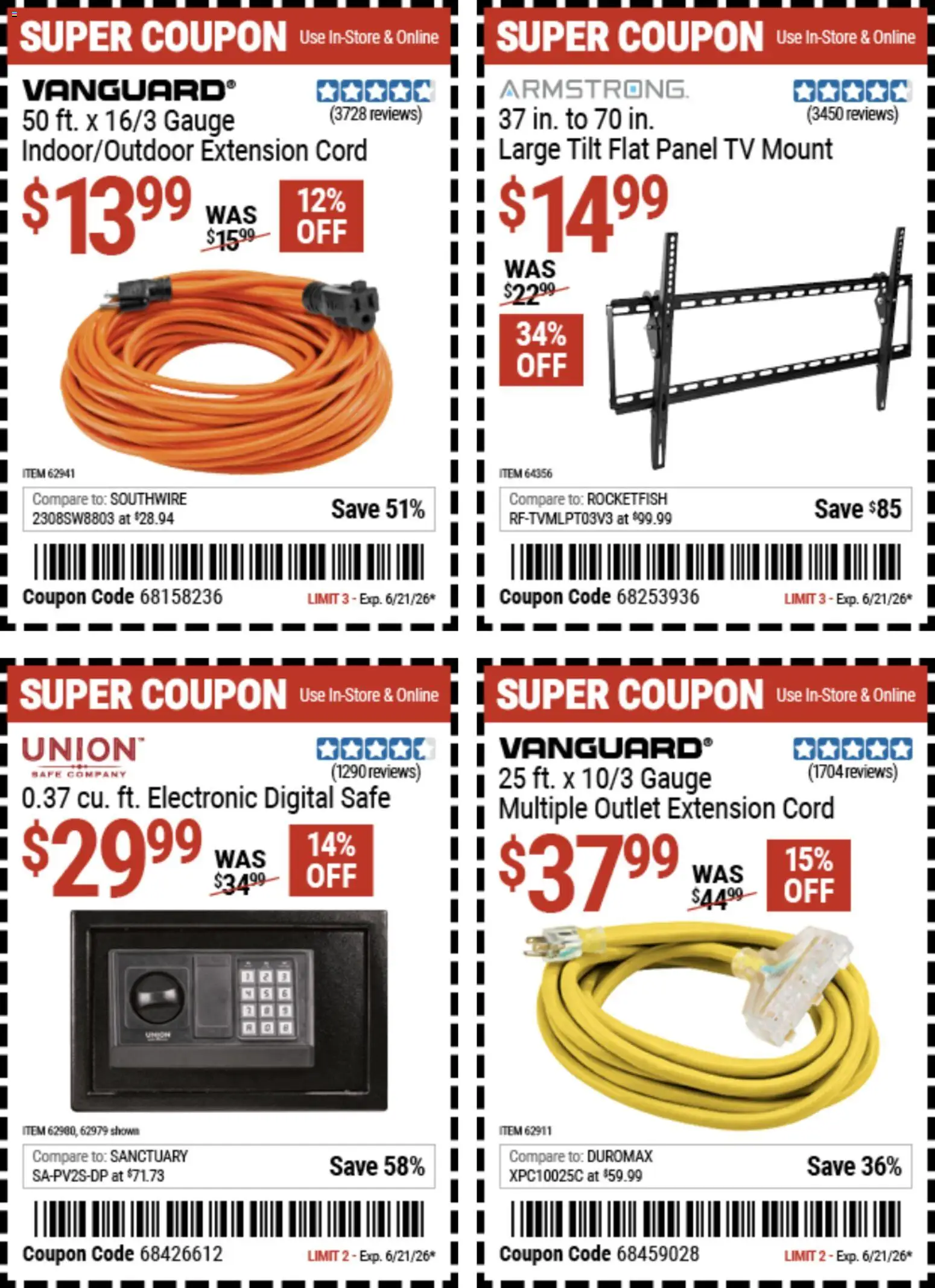 Harbor Freight Weekly Ad - valid from 08.06.2026 | Page: 7 | Products: Safe, Tv