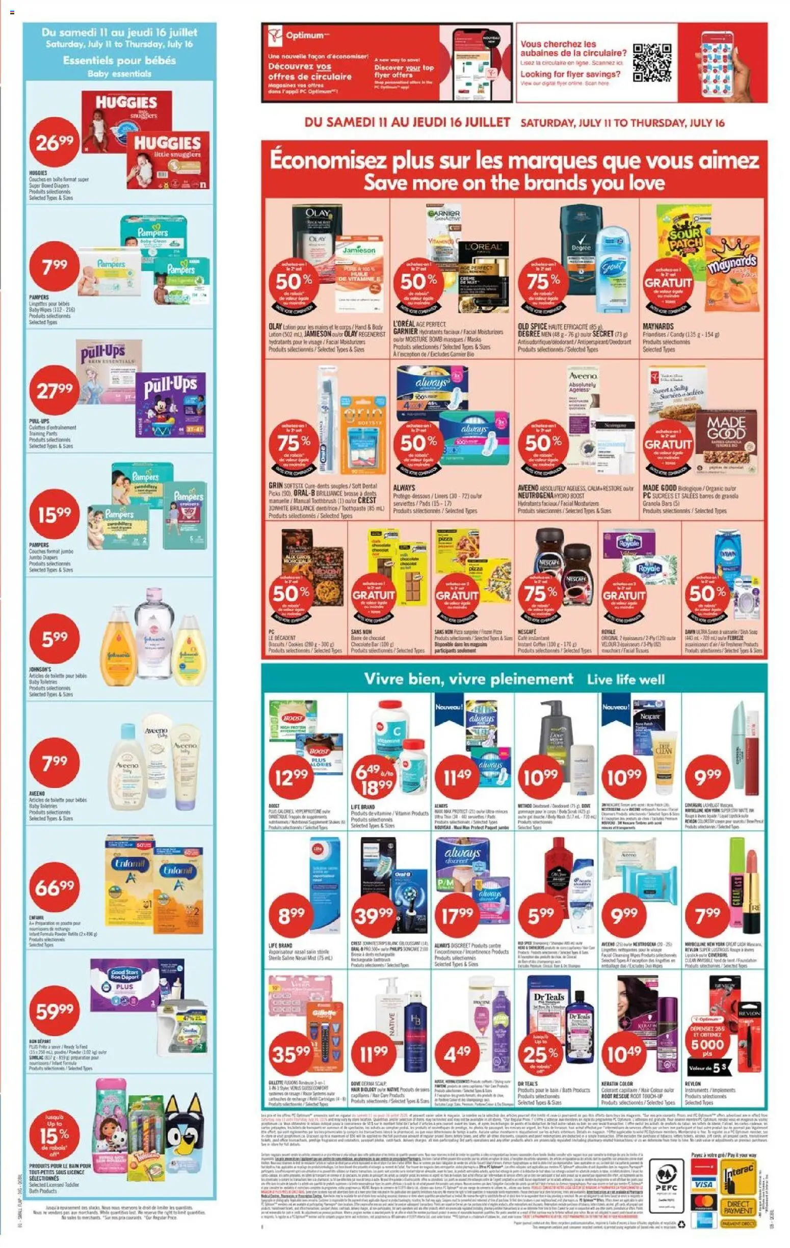 Pharmaprix flyer valid from Jul 11, 2026 | Page: 3 | Products: Deodorant, Toilette, Bath, Pizza