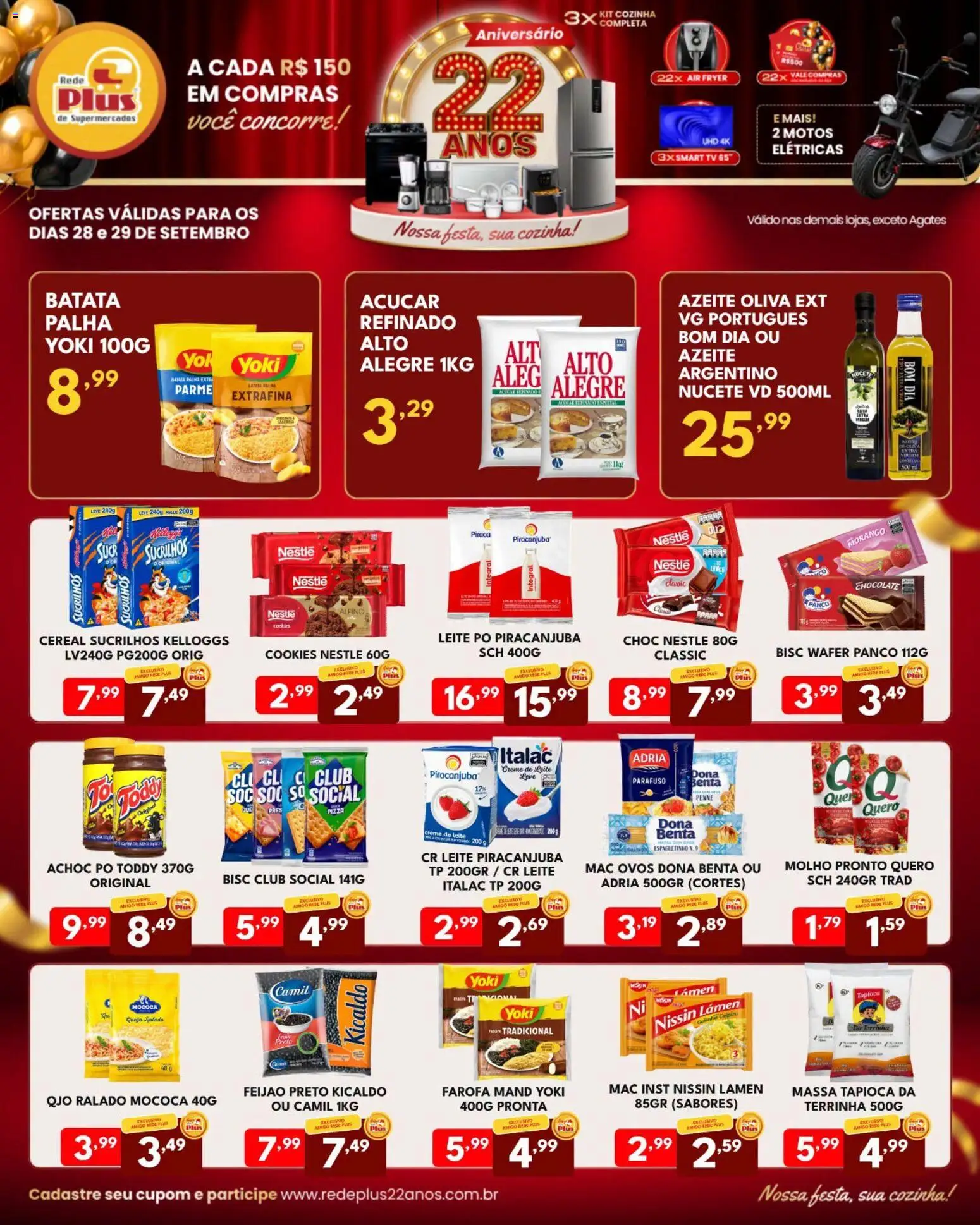 Rede Plus Supermercados Folheto - válido de 28/09/2026 | Página: 4 | Produtos: Tapioca, Ovos, Massa, Açúcar