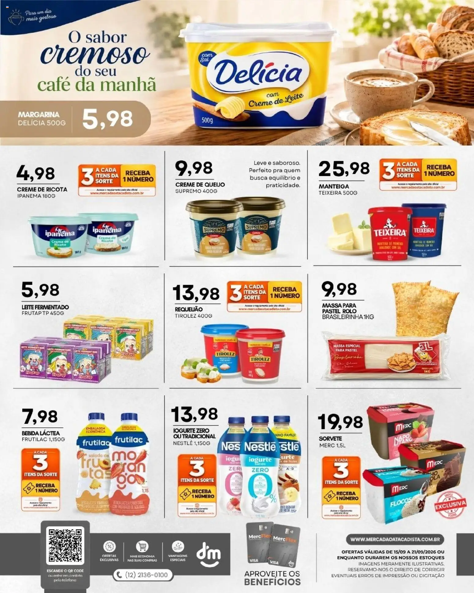 Mercadão Atacadista Folheto - válido de 15/09/2026 | Página: 6 | Produtos: Iogurte, Bebida, Requeijão, Margarina