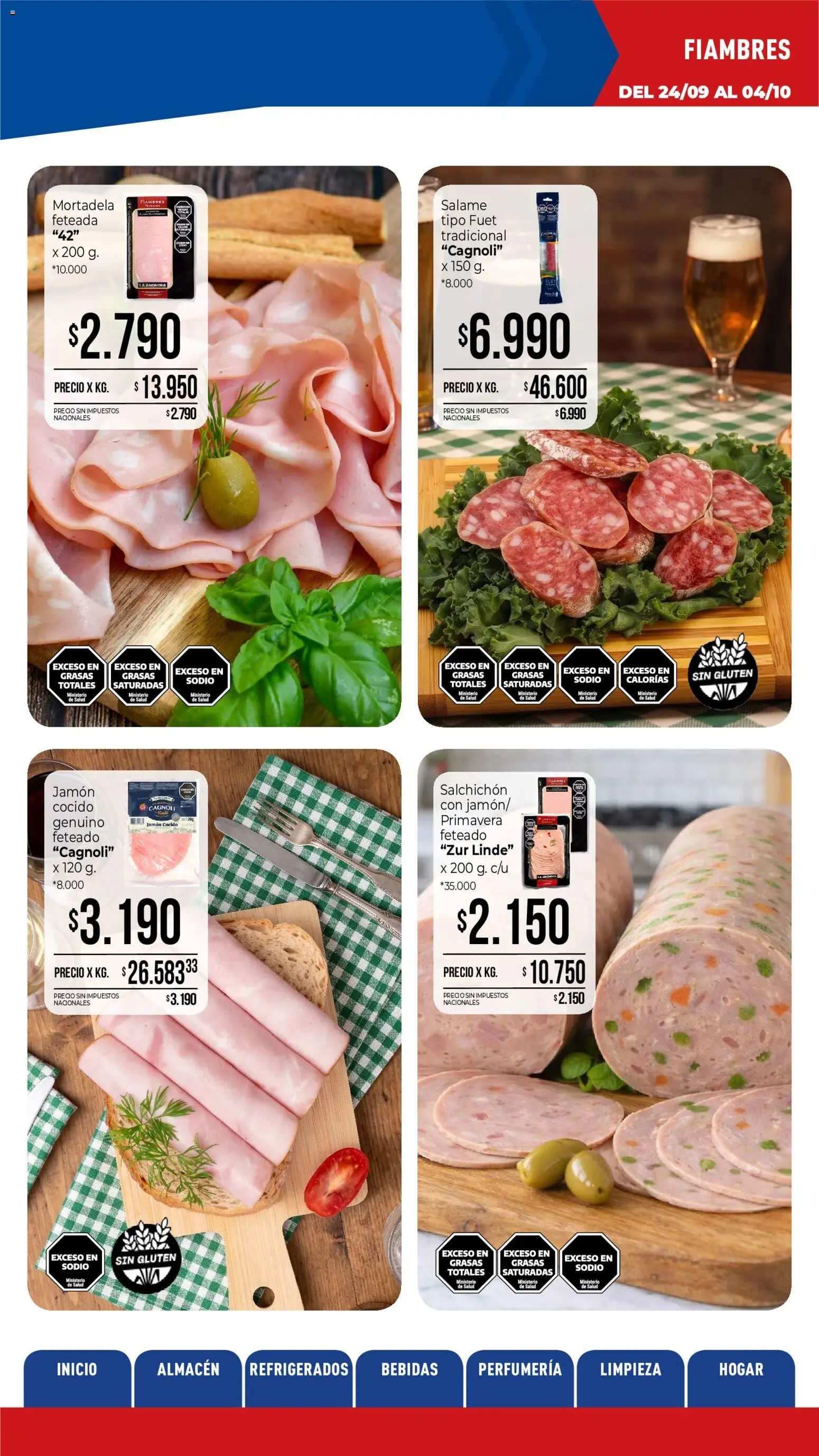 La Anonima catálogo │ válido desde el 24/09/2026 | Página: 13 | Productos: Bebidas, Mortadela, Jamón, Salame