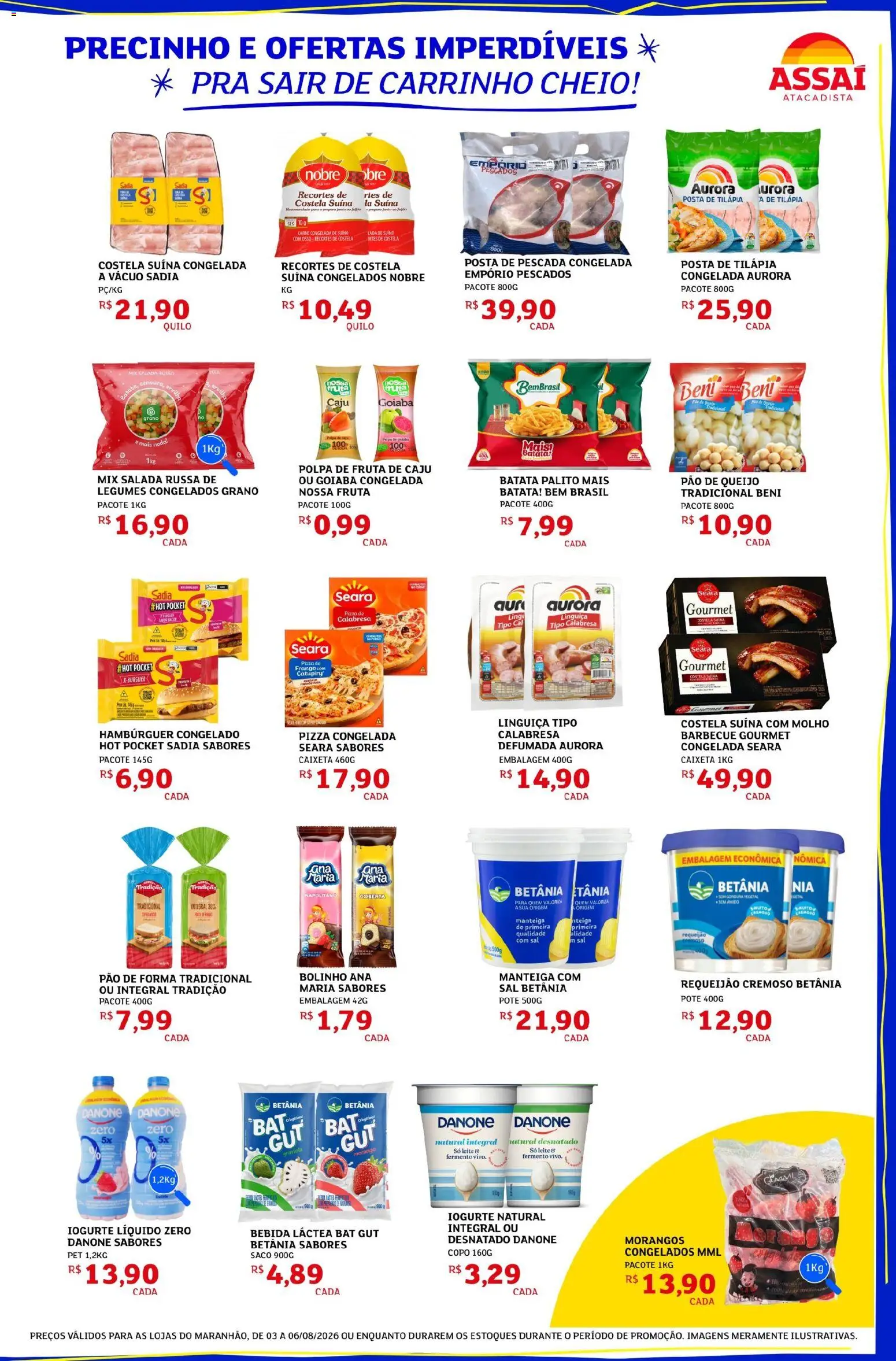 Assaí Atacadista Folheto - válido de 03/08/2026 | Página: 3 | Produtos: Caju, Goiaba, Iogurte, Pão de forma