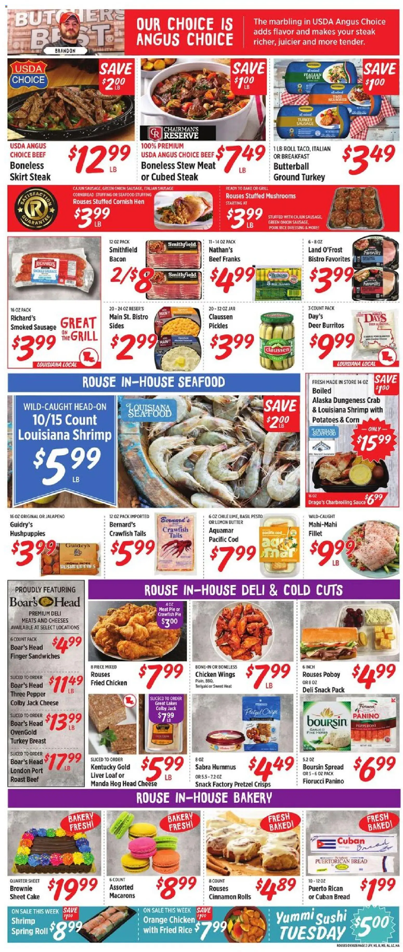 Rouses Weekly Ad - valid from 09/30/2026 | Page: 5 | Products: Sushi, Meat, Cheese, Sauce