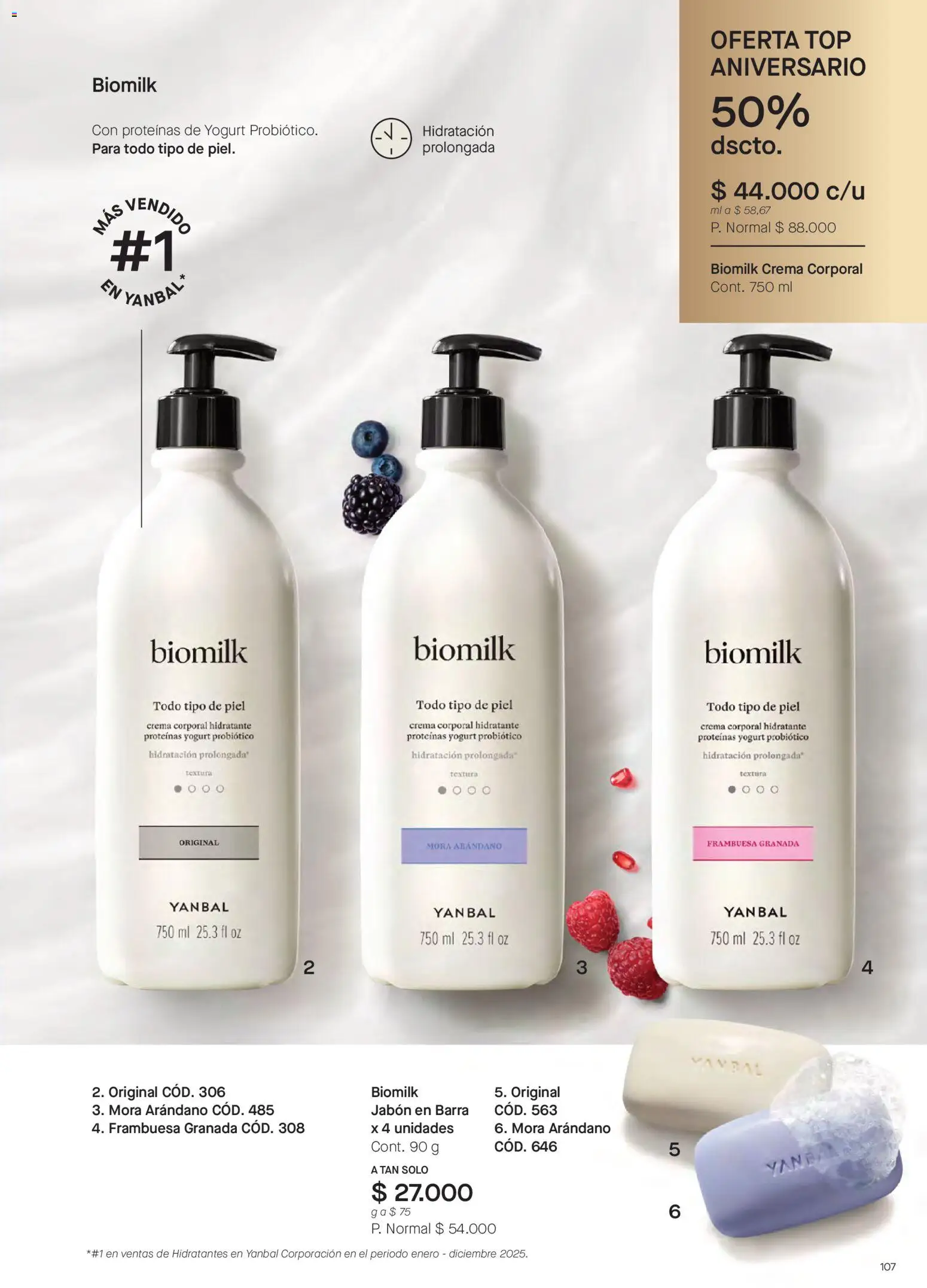Yanbal revista - valida desde el 20/06/2026 | Página: 107 | Productos: Crema, Mora, Yogurt, Jabón
