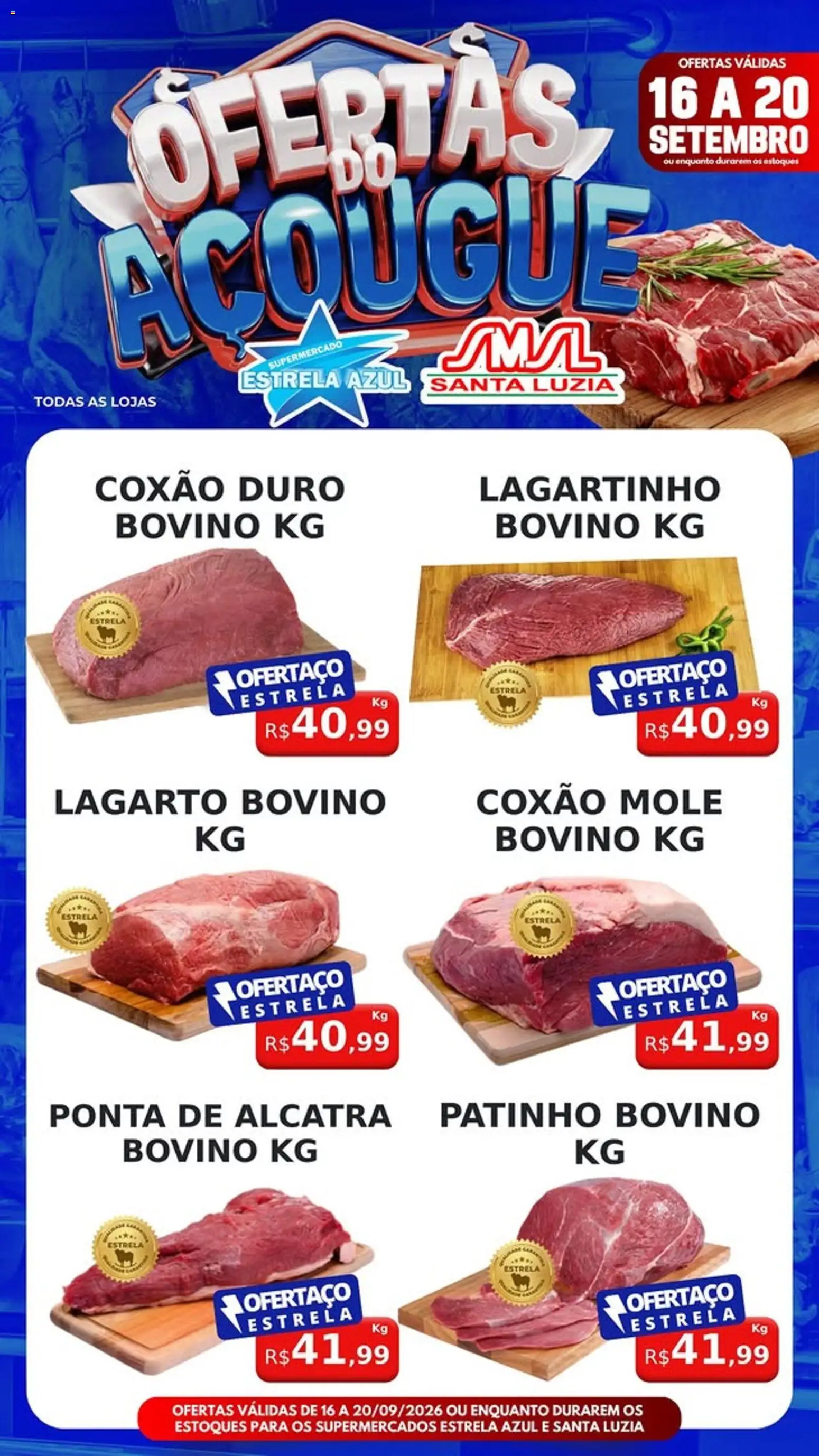 Estrela Azul Folheto - válido de 16/09/2026 | Página: 2 | Produtos: Coxão mole, Ponta de alcatra, Coxão duro, Alcatra