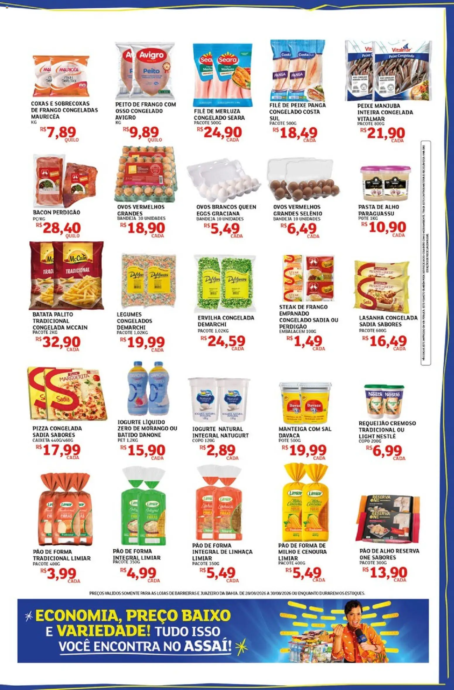 Assaí Atacadista Folheto - válido de 28/08/2026 | Página: 3 | Produtos: Pizza congelada, Filé de peixe, Pizza, Peixe