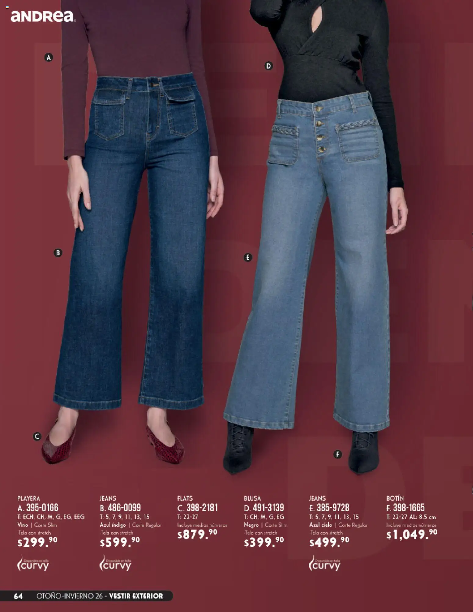 Nuevas ofertas de Andrea válidas en toda la República Mexicana desde el 23/08/2026. ¡Encuentra las mejores ofertas en Andrea catálogo Vestir! | Página: 64 | Productos: Blusa, Playera, Botín, Vino