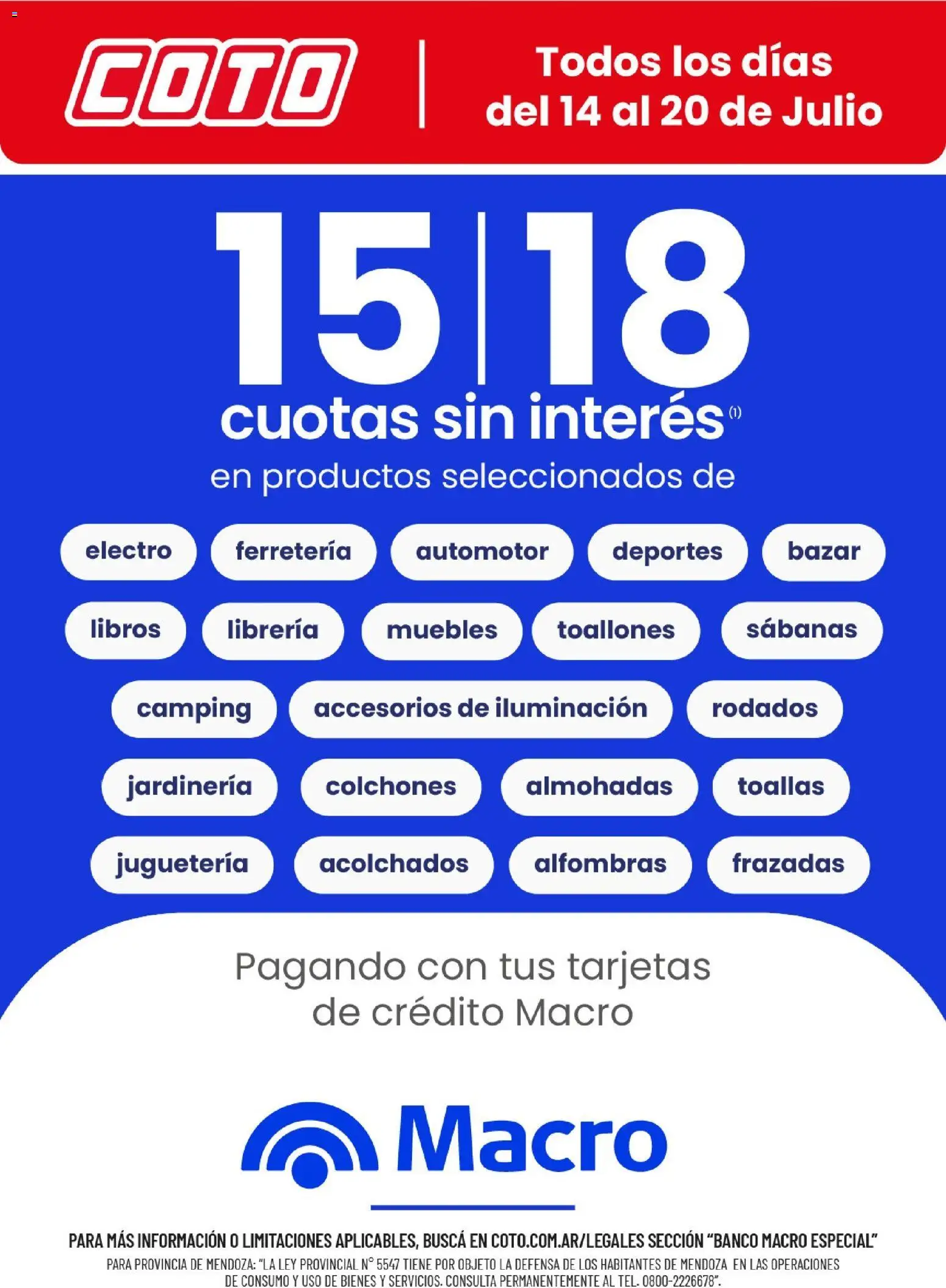 Coto - Banco Macro Especial │ válido desde el 14/07/2026 | Página: 1 | Productos: Sabanas, Toallas
