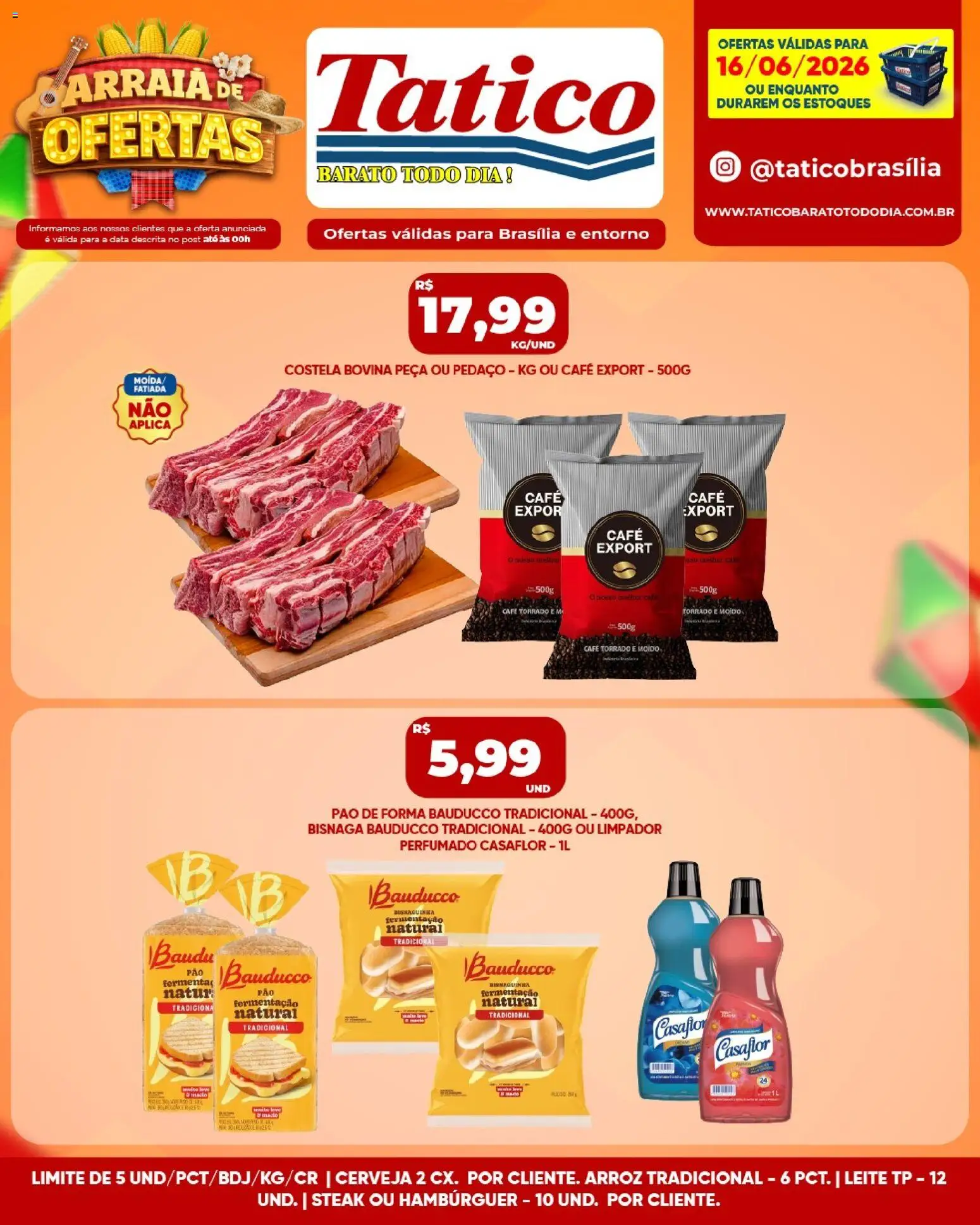 Tatico Folheto - válido de 16.06.2026 | Página: 10 | Produtos: Café, Cerveja, Arroz, Pão de forma