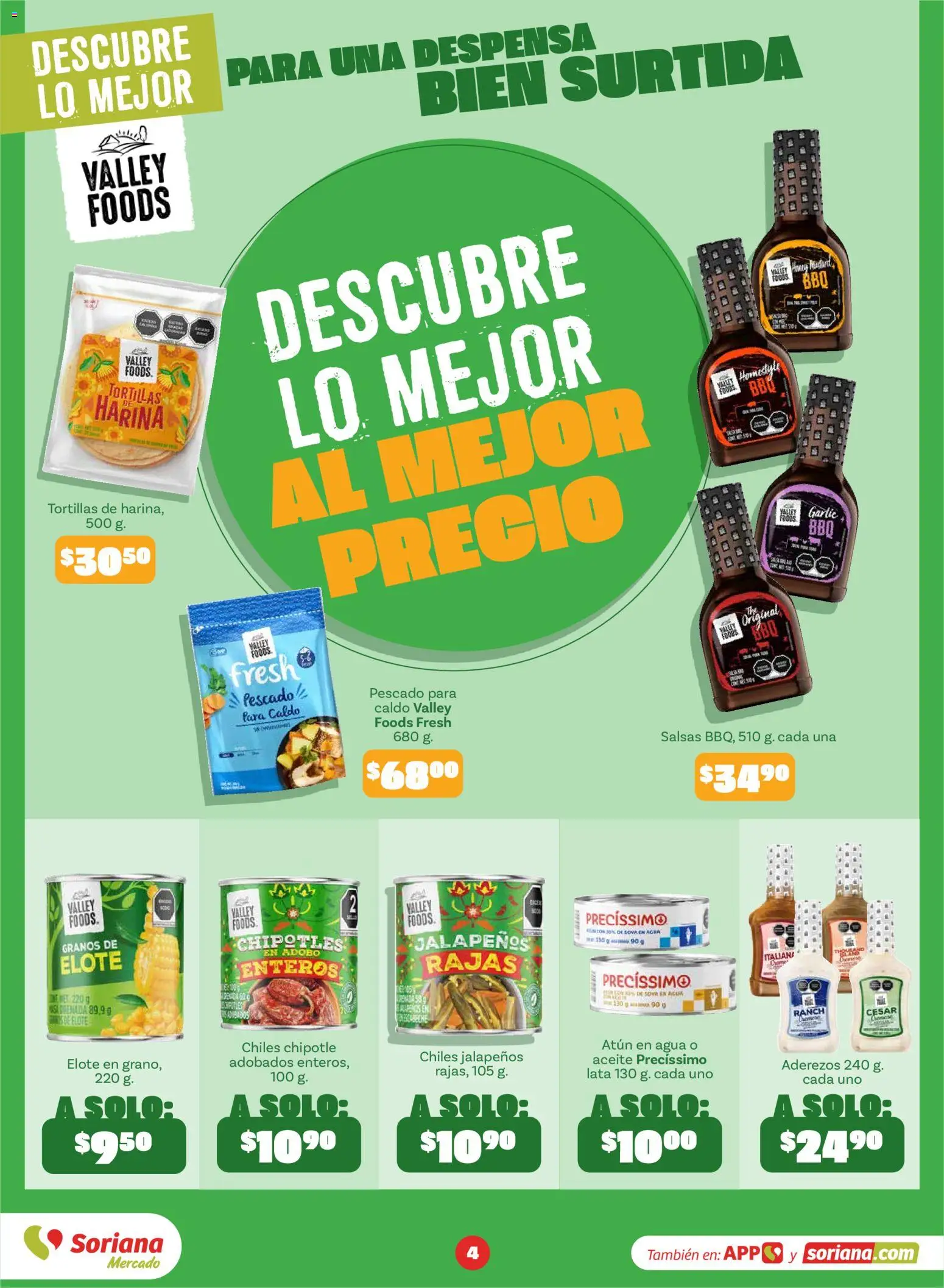 Nuevas ofertas de Soriana válidas en toda la República Mexicana desde el 18/09/2026. ¡Encuentra las mejores ofertas en Soriana Súper - Descubre lo mejor al mejor precio! | Página: 4 | Productos: Atún, Agua, Despensa, Salsas