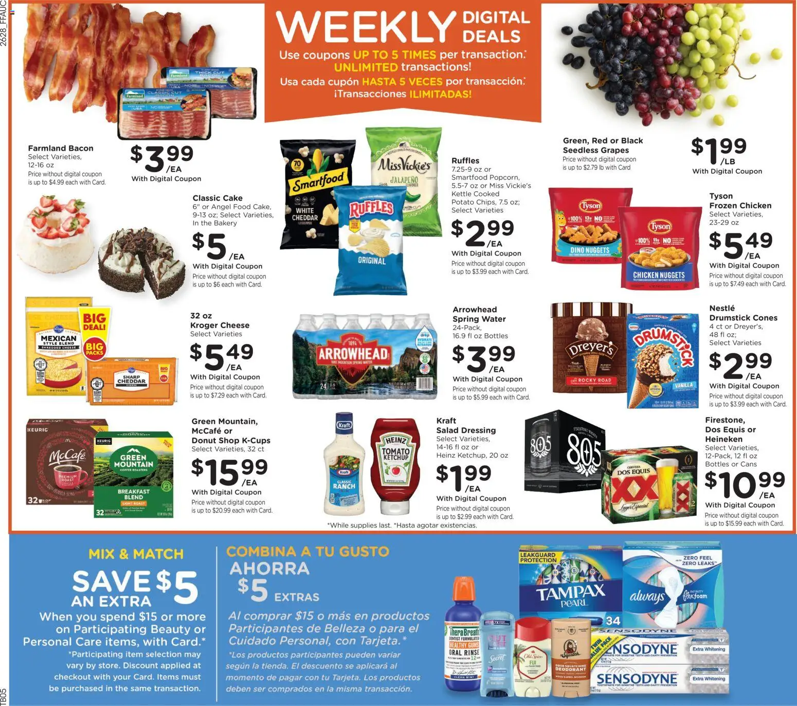 Fry's Food Weekly Ad - valid from 08/12/2026 | Page: 3 | Products: Cheese, Salad, Grapes, Vanilla