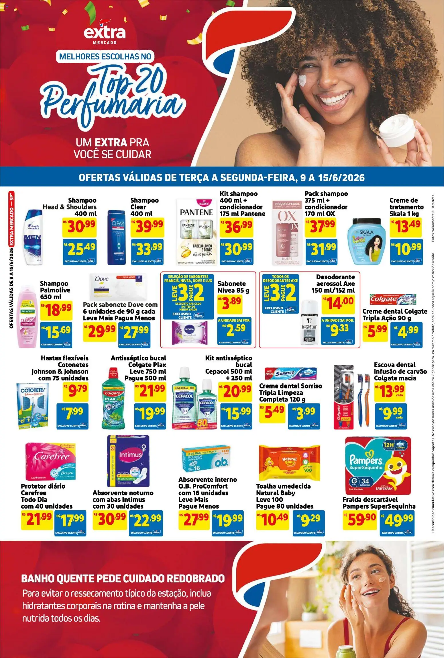 Extra Folheto - válido de 09.06.2026 | Página: 3 | Produtos: Shampoo, Desodorante, Dove, Toalha umedecida