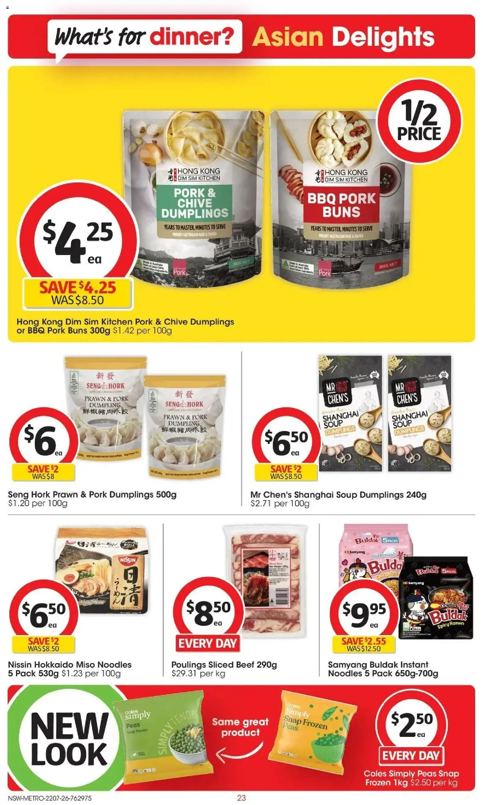 Coles catalogue - valid from 22/07/2026 | Page: 23 | Products: Pork, Noodles, Beef, Soup