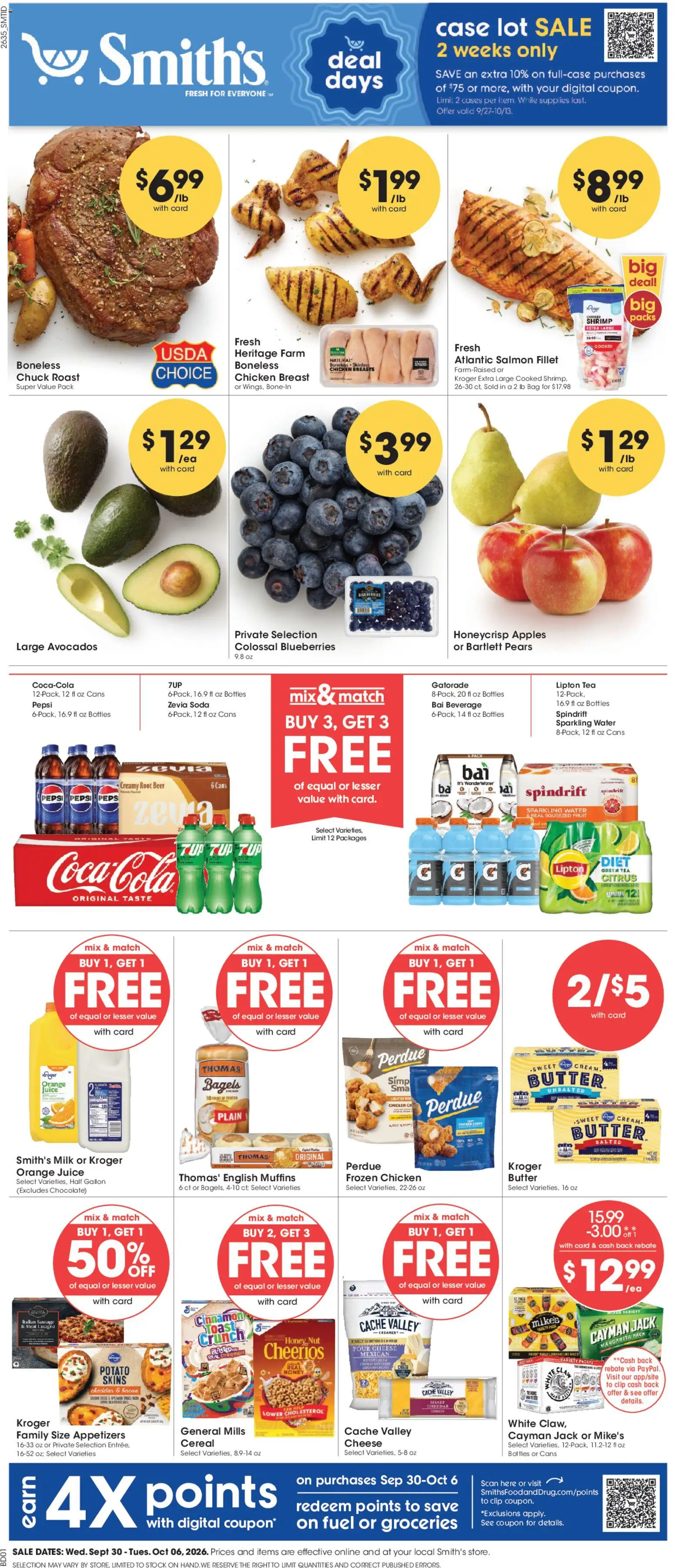 Smith's Weekly Ad - valid from 09/30/2026 | Page: 1 | Products: Clip, Chicken, Juice, Blueberries