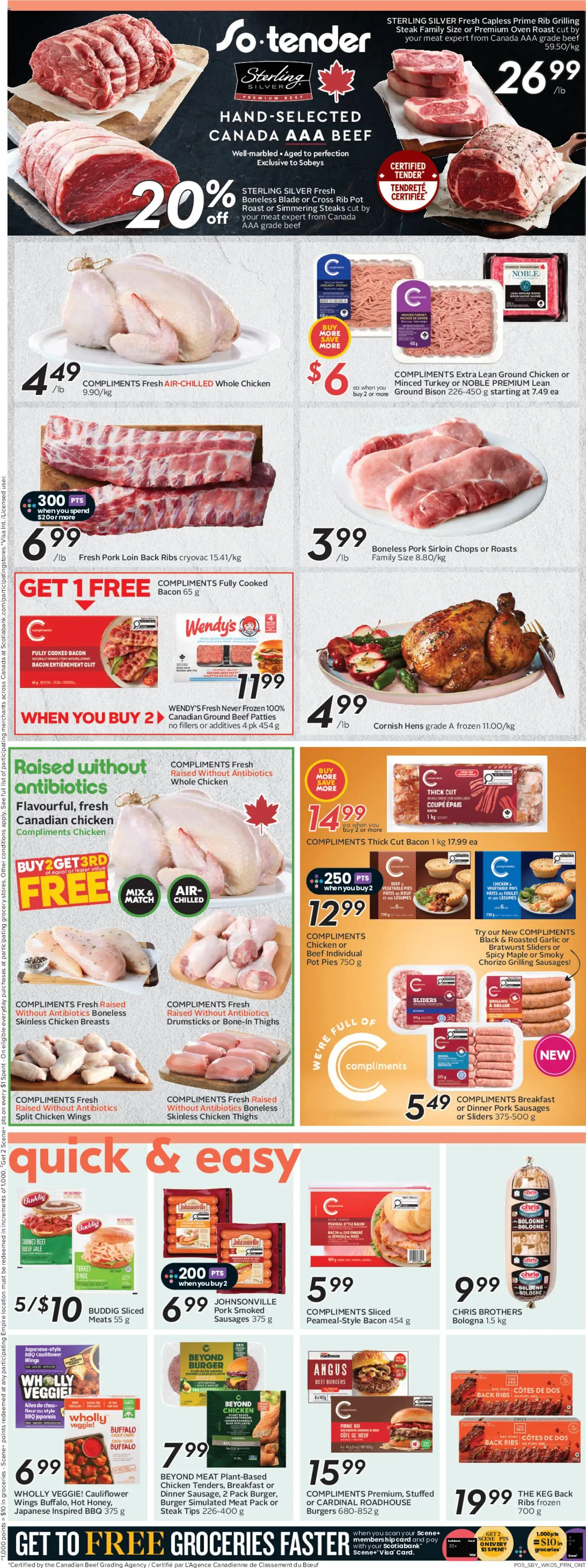 Sobeys flyer valid from 28.05.2026 | Page: 8 | Products: Beef, Chicken breasts, Oven, Beer