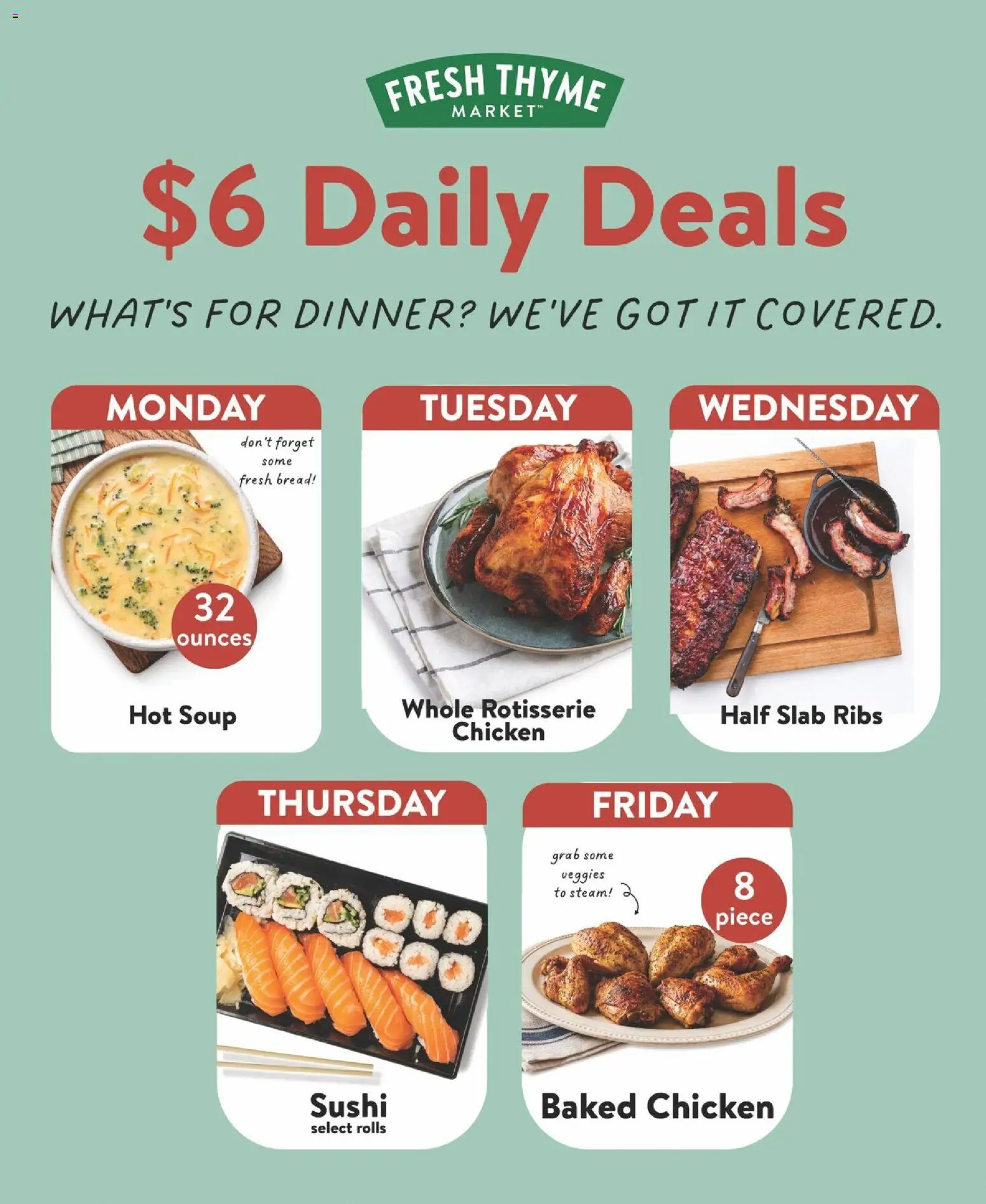 Fresh Thyme Monthly Ad - valid from 09/01/2026 | Page: 5 | Products: Sushi, Chicken, Bread