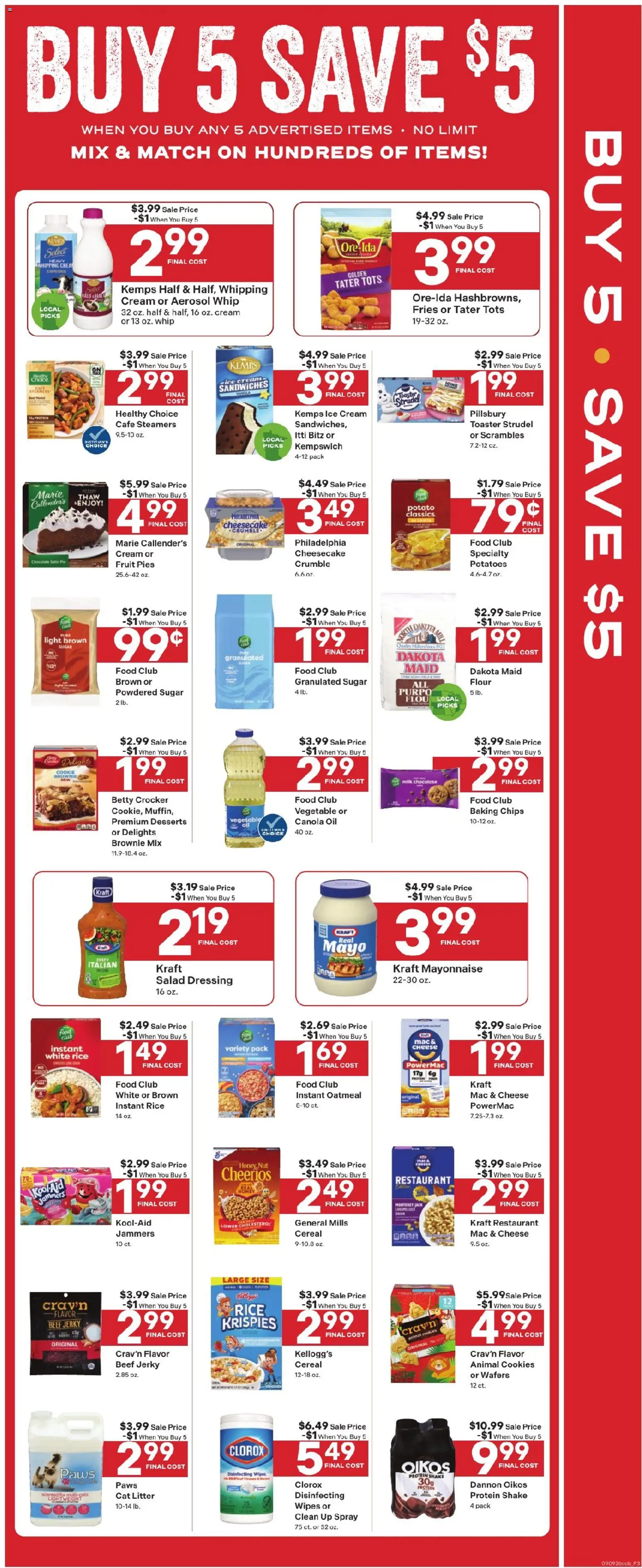 Coborn's Weekly Ad - valid from 09/09/2026 | Page: 5 | Products: Granulated sugar, Milk, Oatmeal, Ice