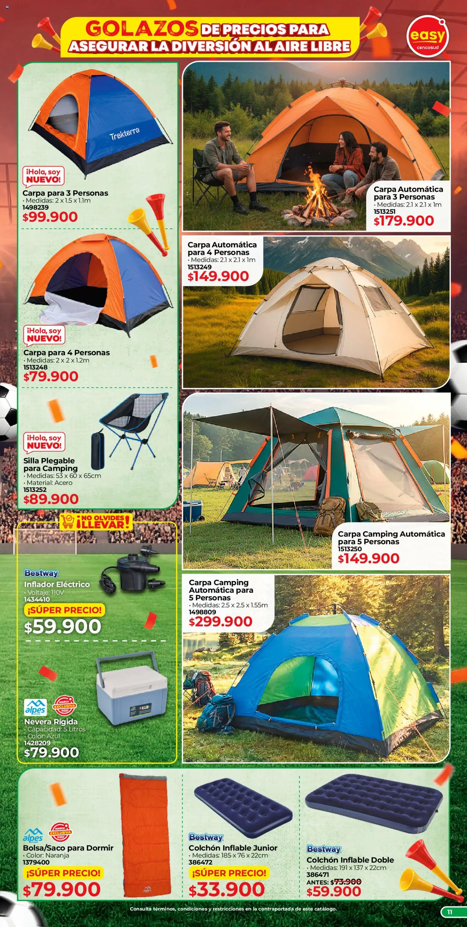 Easy revista - valida desde el 16.03.2026 | Página: 11 | Productos: Carpa, Silla, Colchón inflable, Nevera