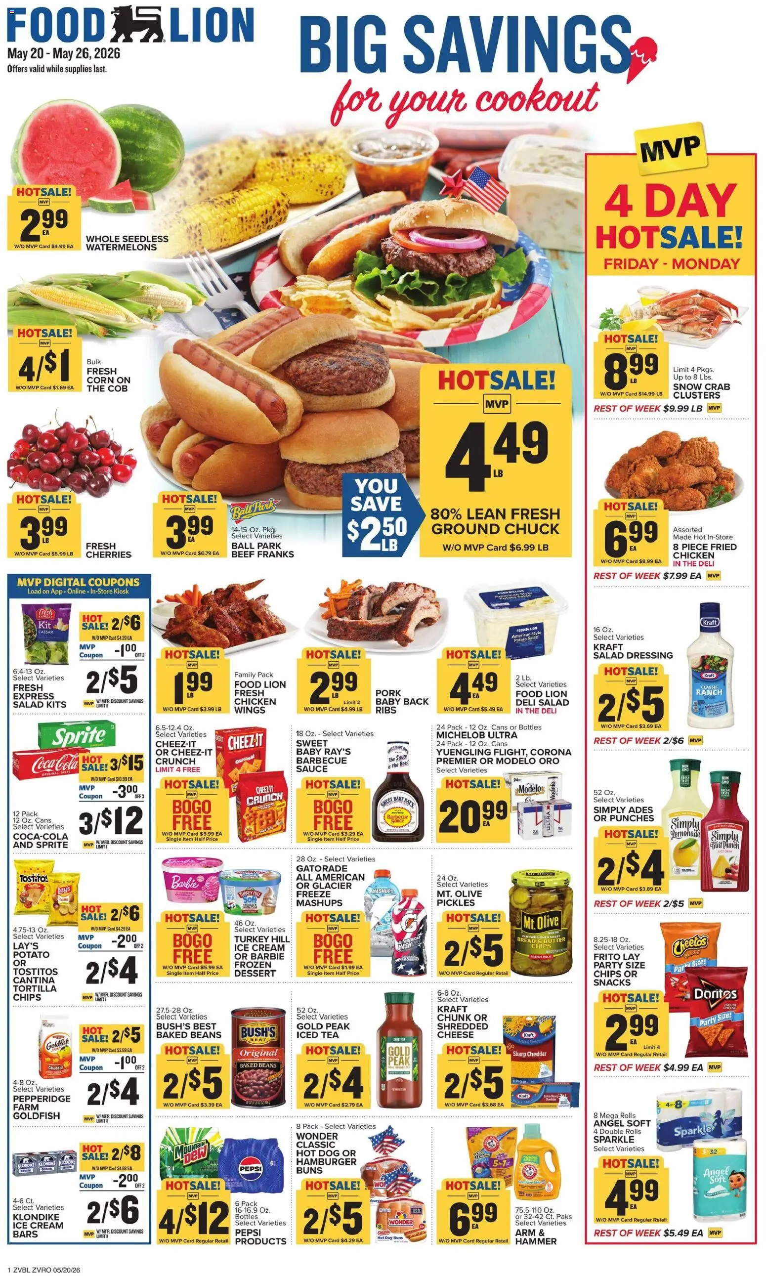 Food Lion Weekly Ad - valid from 20.05.2026 | Page: 1 | Products: Hammer, Cheese, Pork, Cream