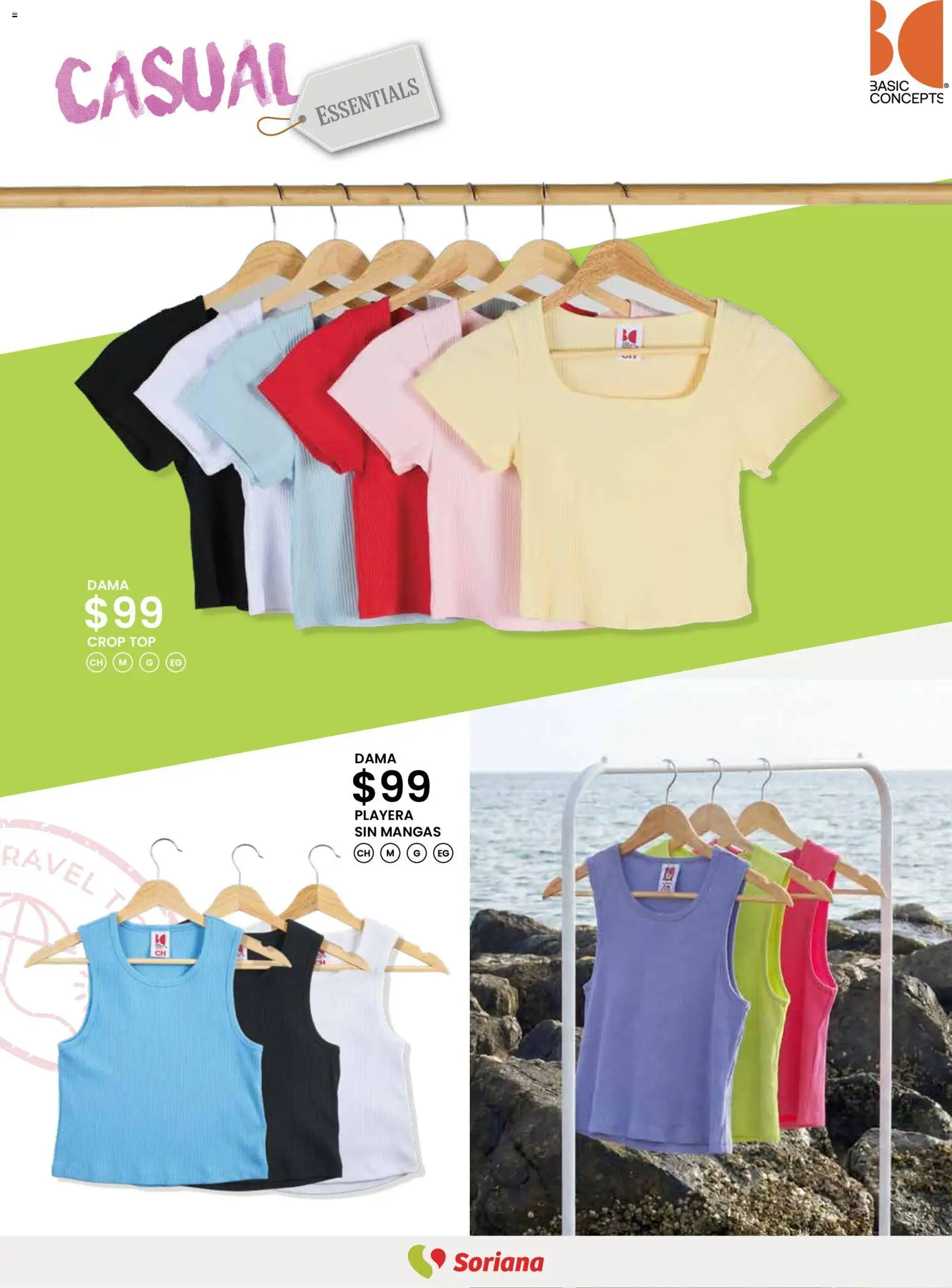 Nuevas ofertas de Soriana válidas en toda la República Mexicana desde el 12.03.2026. ¡Encuentra las mejores ofertas en Soriana - Catálogo Primavera Verano Híper Nacional! | Página: 19 | Productos: Playera, Top