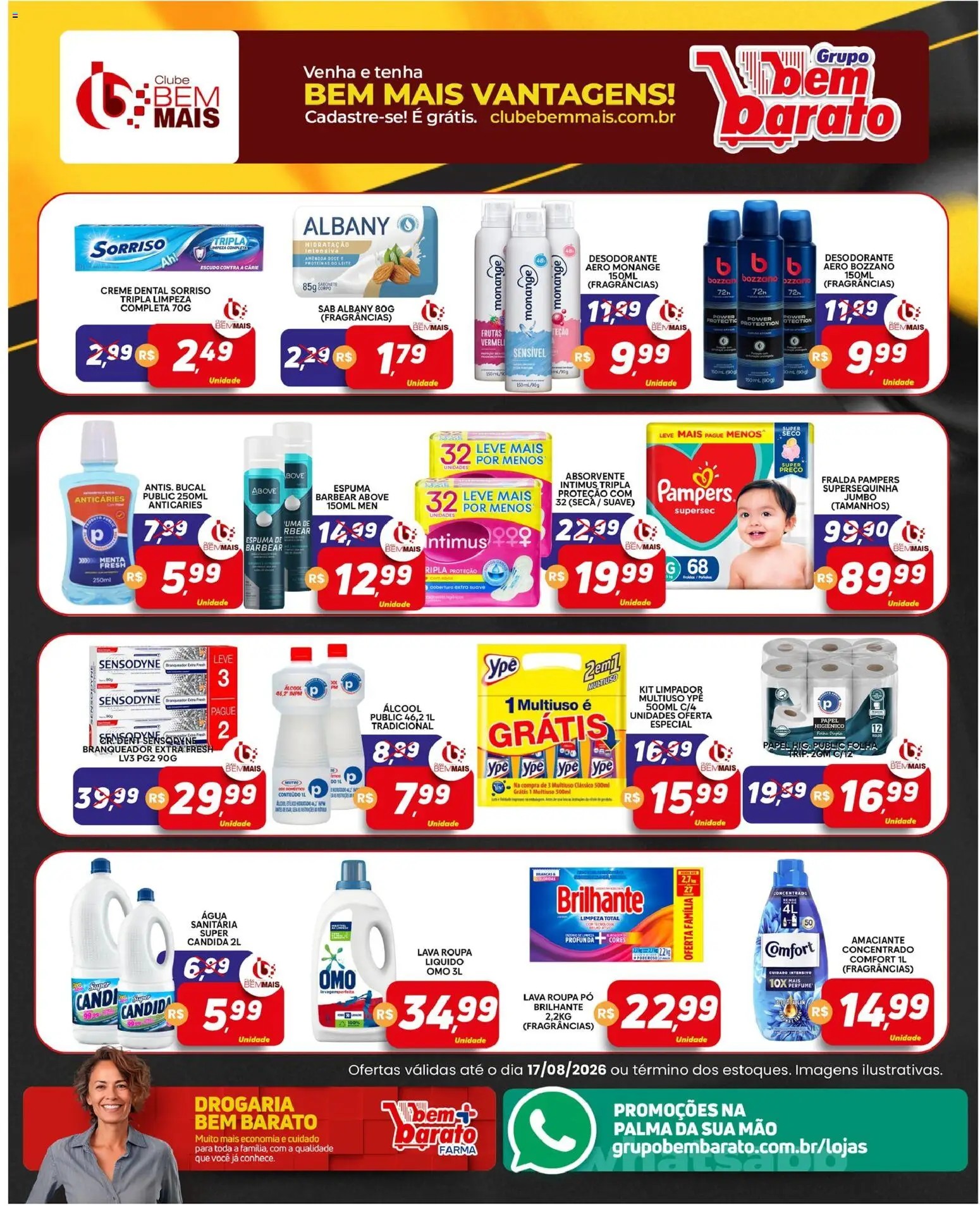 Supermercado Bem Barato Folheto - válido de 11/08/2026 | Página: 5 | Produtos: Pó, Desodorante, Leite, Absorvente