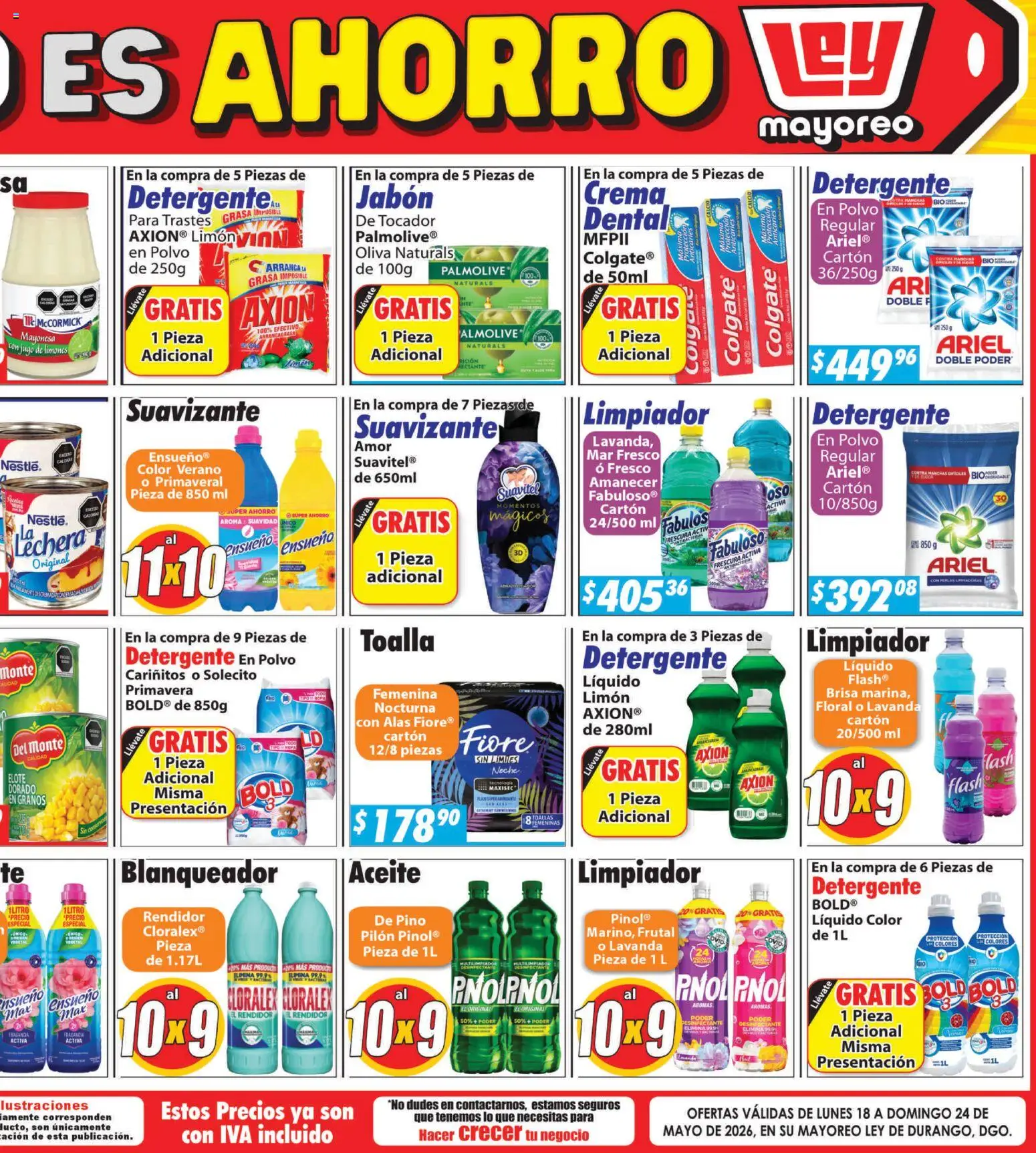 Nuevas ofertas de Casa Ley válidas en toda la República Mexicana desde el 18.05.2026. ¡Encuentra las mejores ofertas en Casa Ley folleto Durango! | Página: 6 | Productos: Detergente, Jugo, Toallas, Jabón