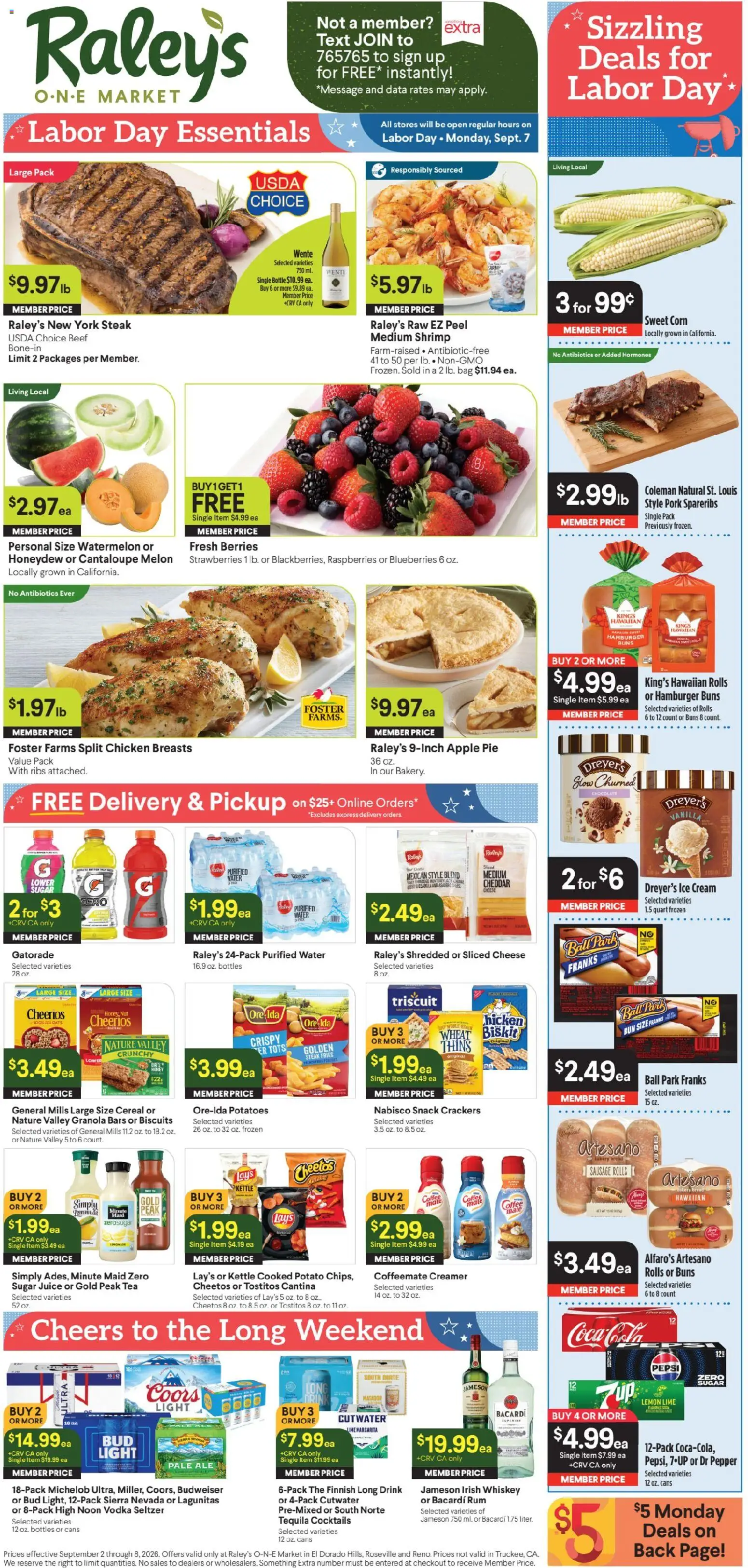 Raley's Ad - valid from 09/02/2026 | Page: 1 | Products: Chicken, Bread, Chocolate, Strawberries