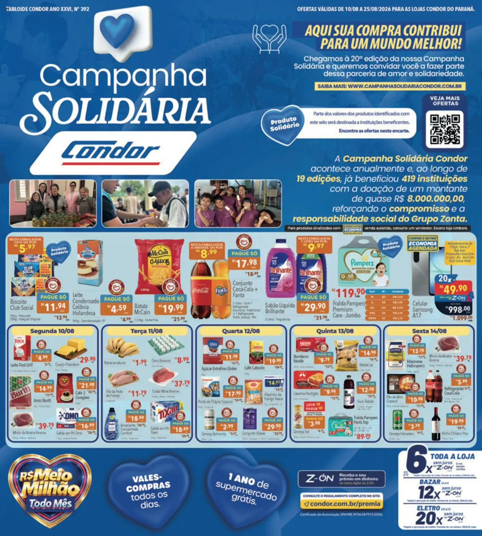 Supermercados Condor Folheto - válido de 10/08/2026 | Página: 1 | Produtos: Cola, Alcatra, Refrigerante, Bombom