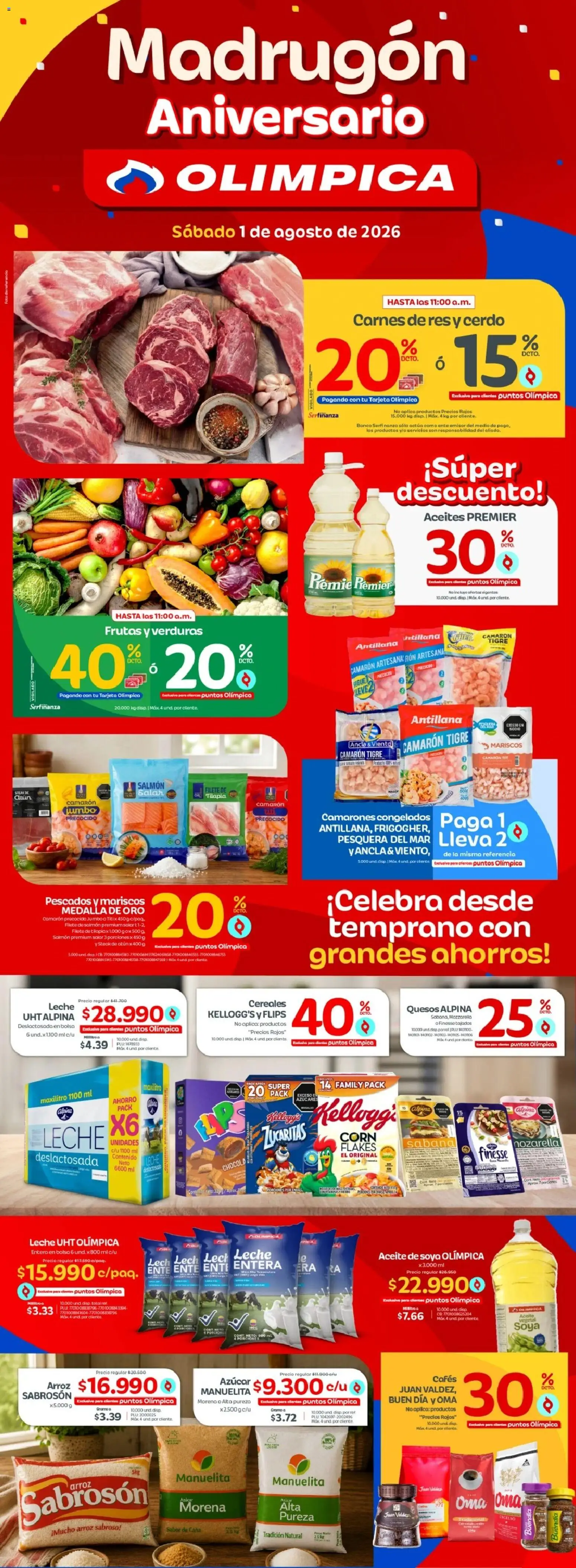 Olímpica revista - valida desde el 01/08/2026 | Página: 1 | Productos: Cereales, Atún, Bolsa, Aceite
