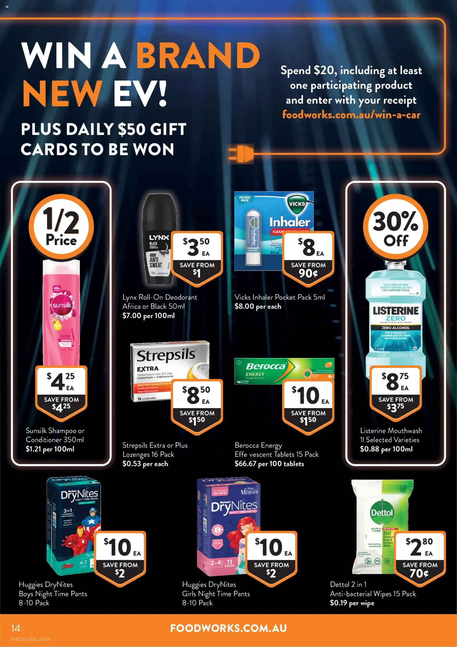 Foodworks catalogue - valid from 12/08/2026 | Page: 14 | Products: Listerine, Cleaner, Alcohol, Antibacterial wipes