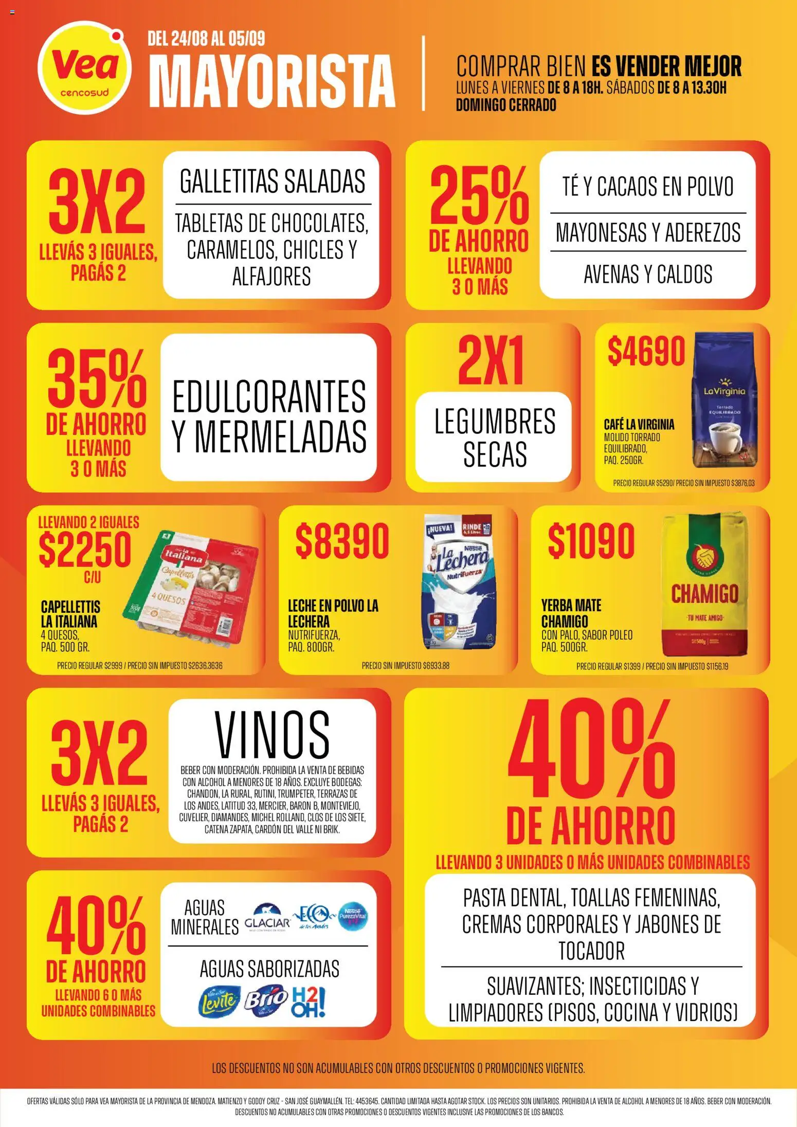 Vea - Vea Mayorista Mendoza │ válido desde el 24/08/2026 | Página: 1 | Productos: Cocina, Chicles, Bebidas, Yerba