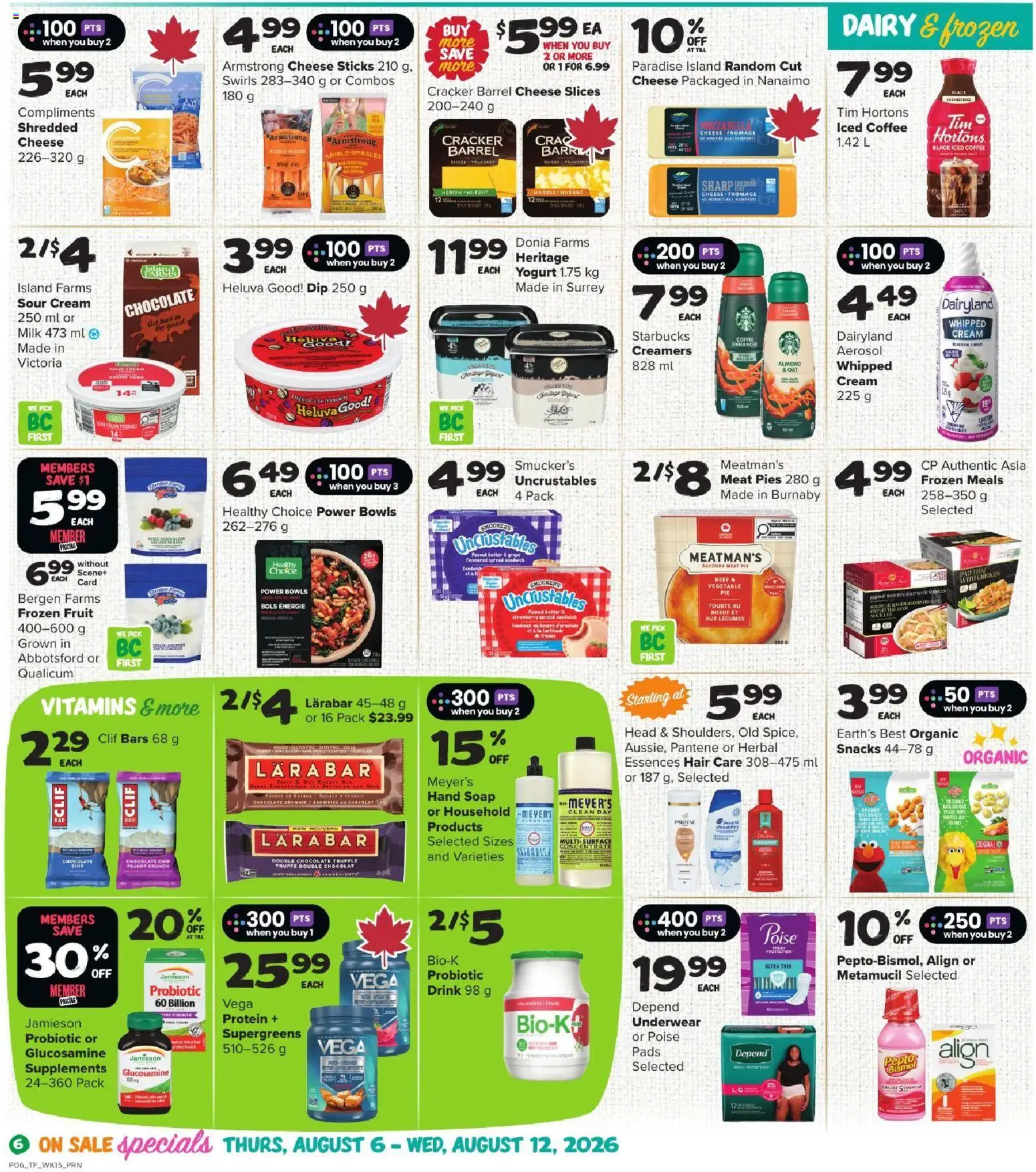 Thrifty Foods flyer valid from Aug 6, 2026 | Page: 8 | Products: Spread, Snacks, Chocolate, Underwear