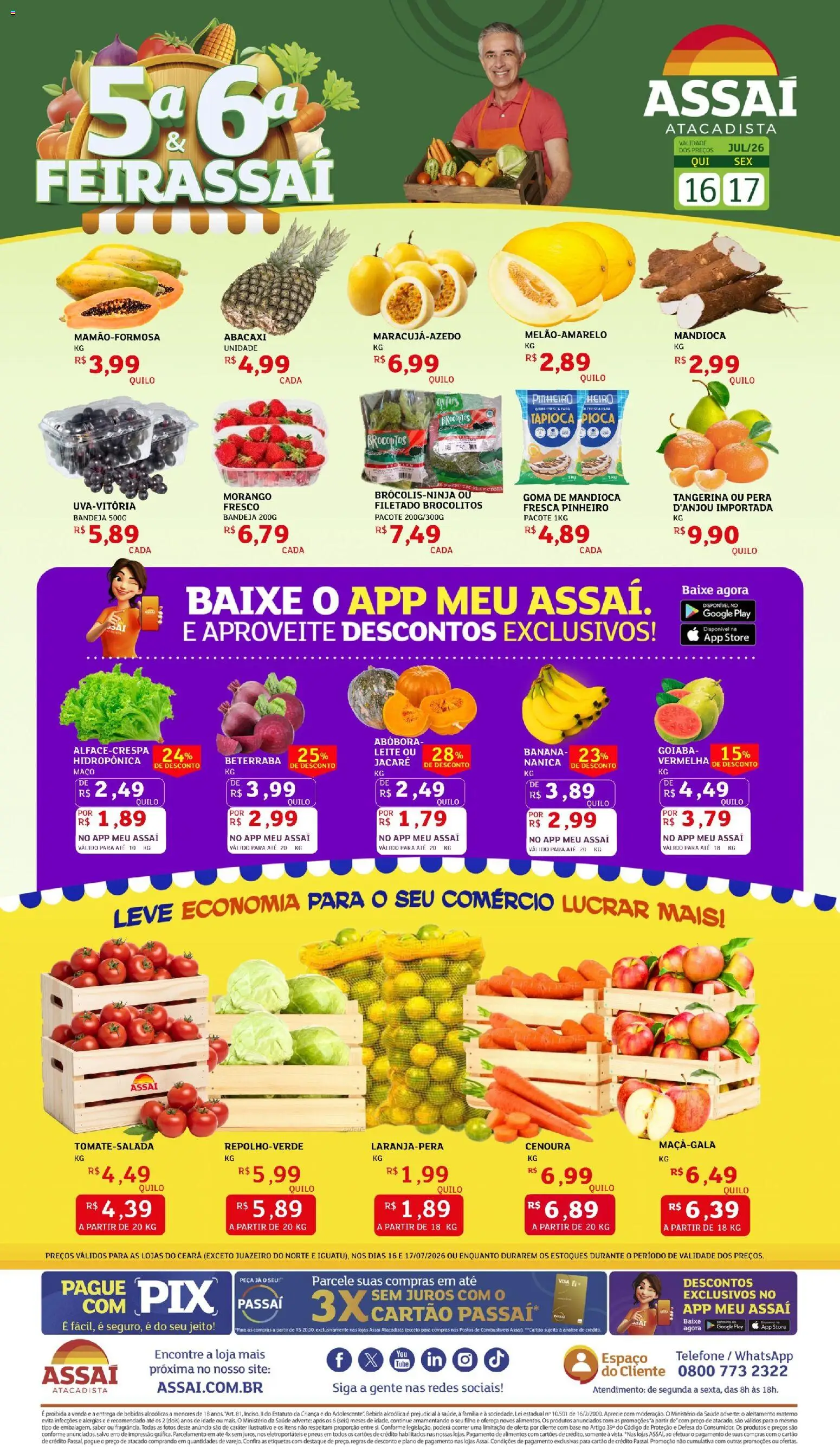 Assaí Atacadista Folheto - válido de 16/07/2026 | Página: 1 | Produtos: Abóbora, Beterraba, Base, Abacaxi