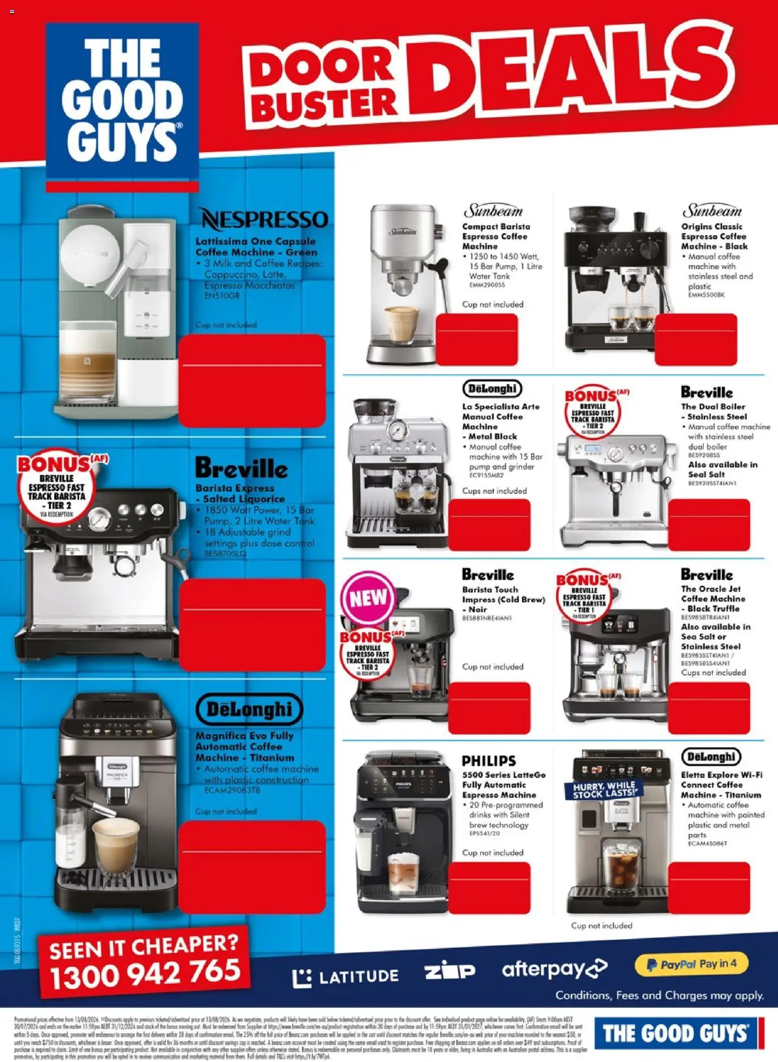 The Good Guys catalogue - valid from 13/08/2026 | Page: 10 | Products: Cups, Door, Coffee, Espresso machine