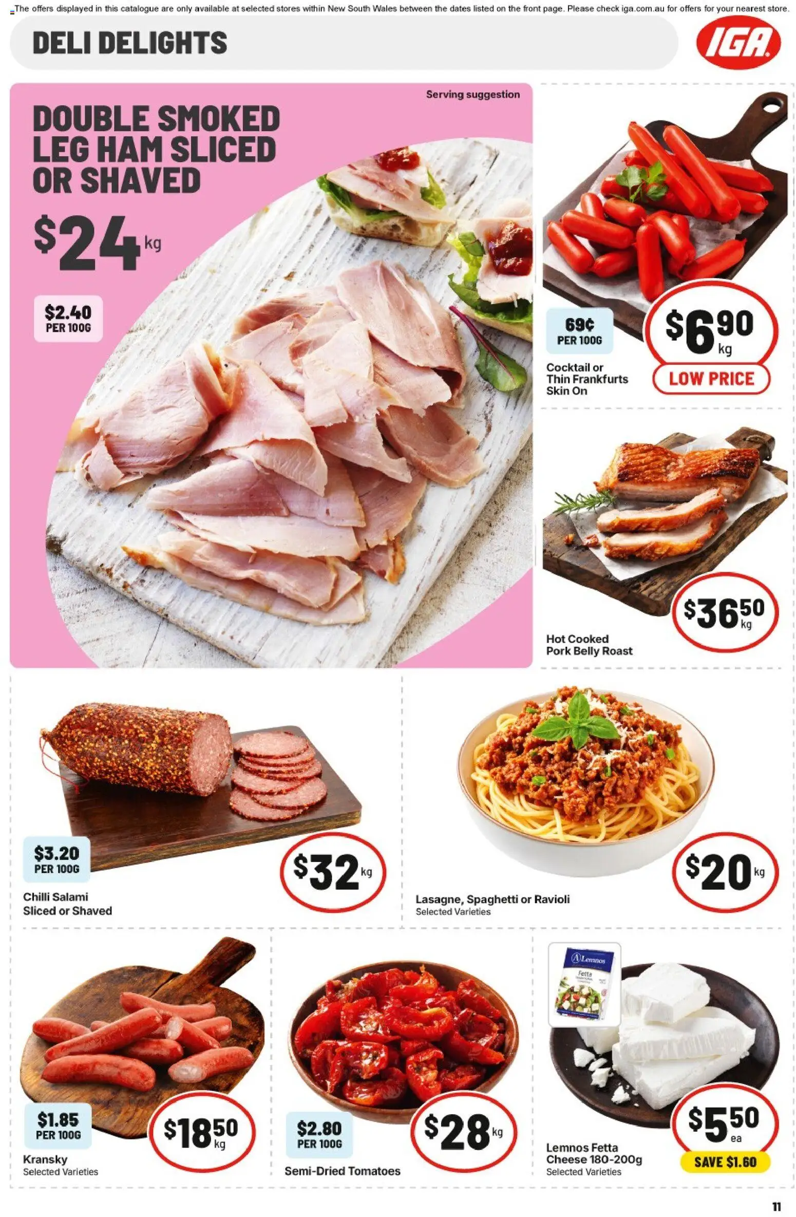IGA catalogue - valid from 30/09/2026 | Page: 11 | Products: Cheese, Ham, Pork, Spaghetti