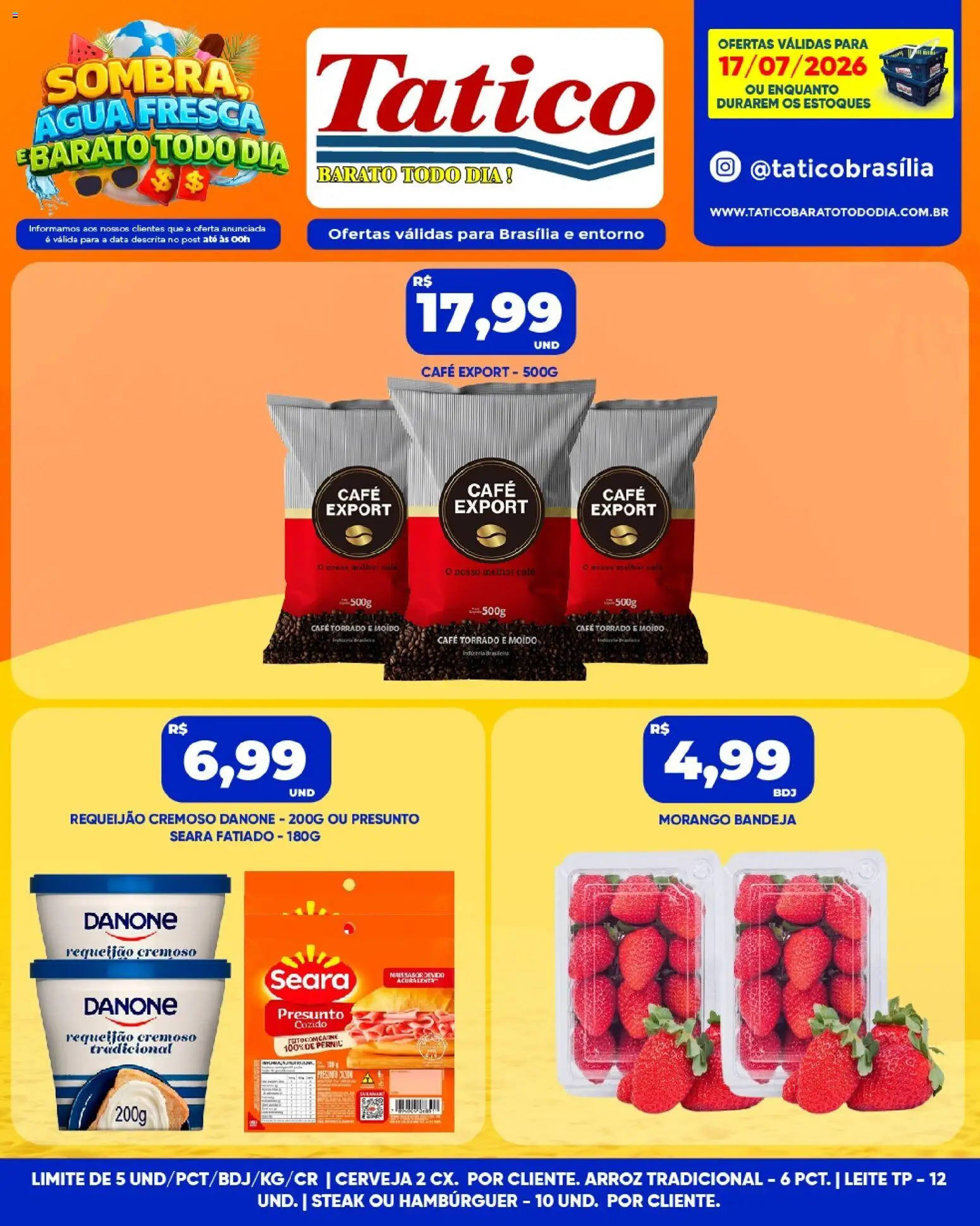 Tatico Folheto - válido de 17/07/2026 | Página: 8 | Produtos: Arroz, Hambúrguer, Bandeja, Requeijão