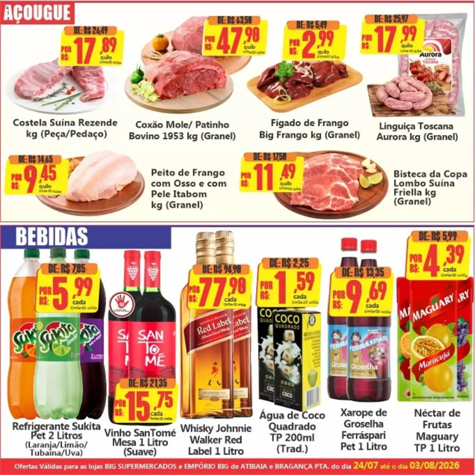 Big Supermercados Folheto - válido de 24/07/2026 | Página: 3 | Produtos: Lombo, Copa, Xarope, Refrigerante