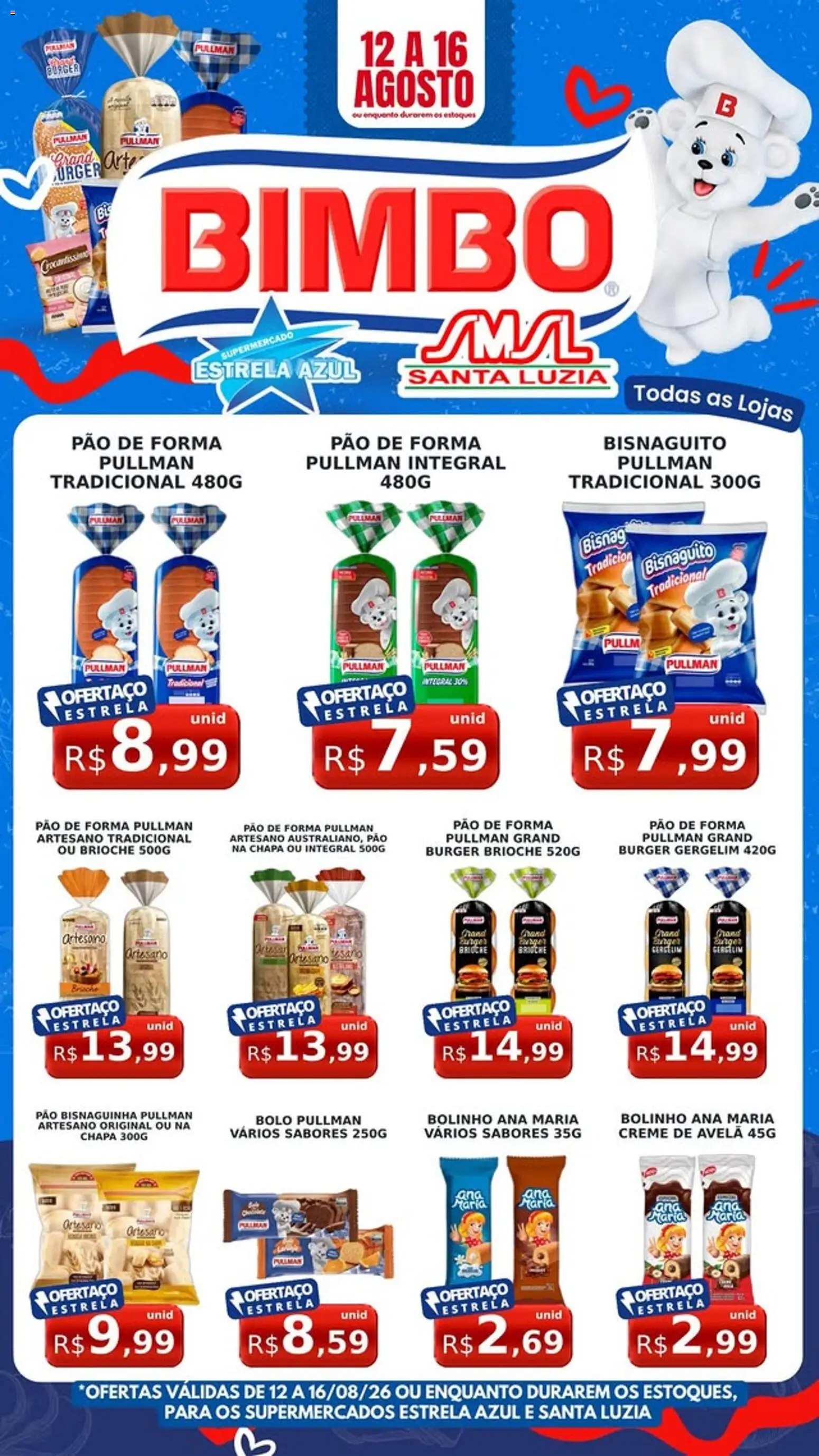 Estrela Azul Folheto - válido de 12/08/2026 | Página: 1 | Produtos: Brioche, Gergelim, Pão de forma, Creme de avelã