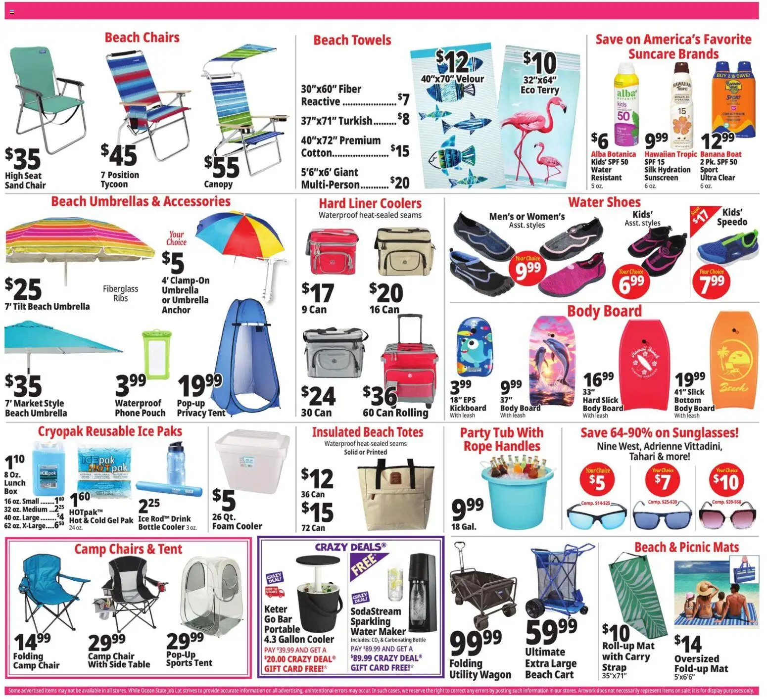 Ocean State Job Lot Weekly Ad - valid from 18.06.2026 | Page: 4 | Products: Table, Sunscreen, Umbrella, Phone