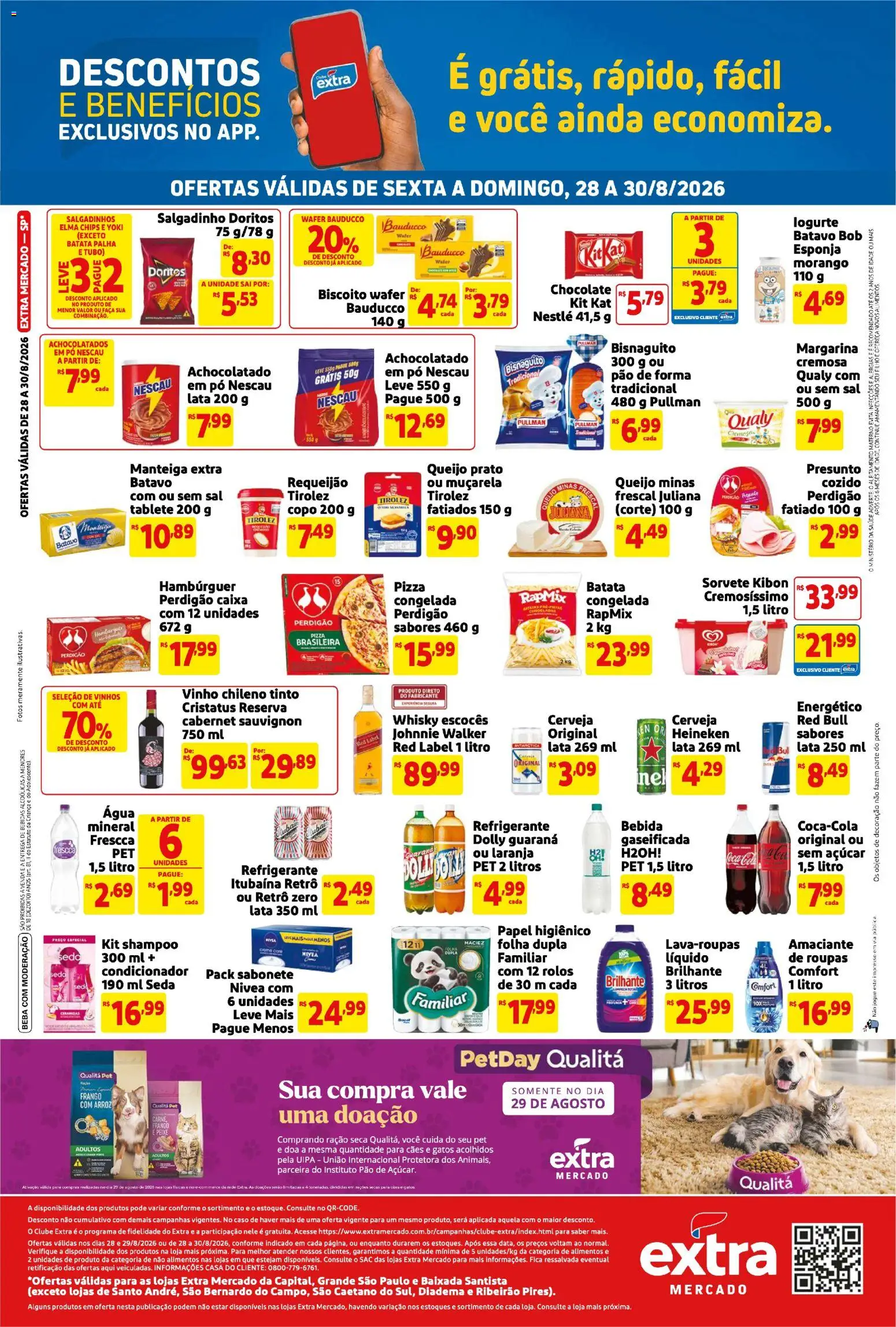 Extra Folheto - válido de 28/08/2026 | Página: 2 | Produtos: Pó, Nescau, Hambúrguer, Papel higiênico
