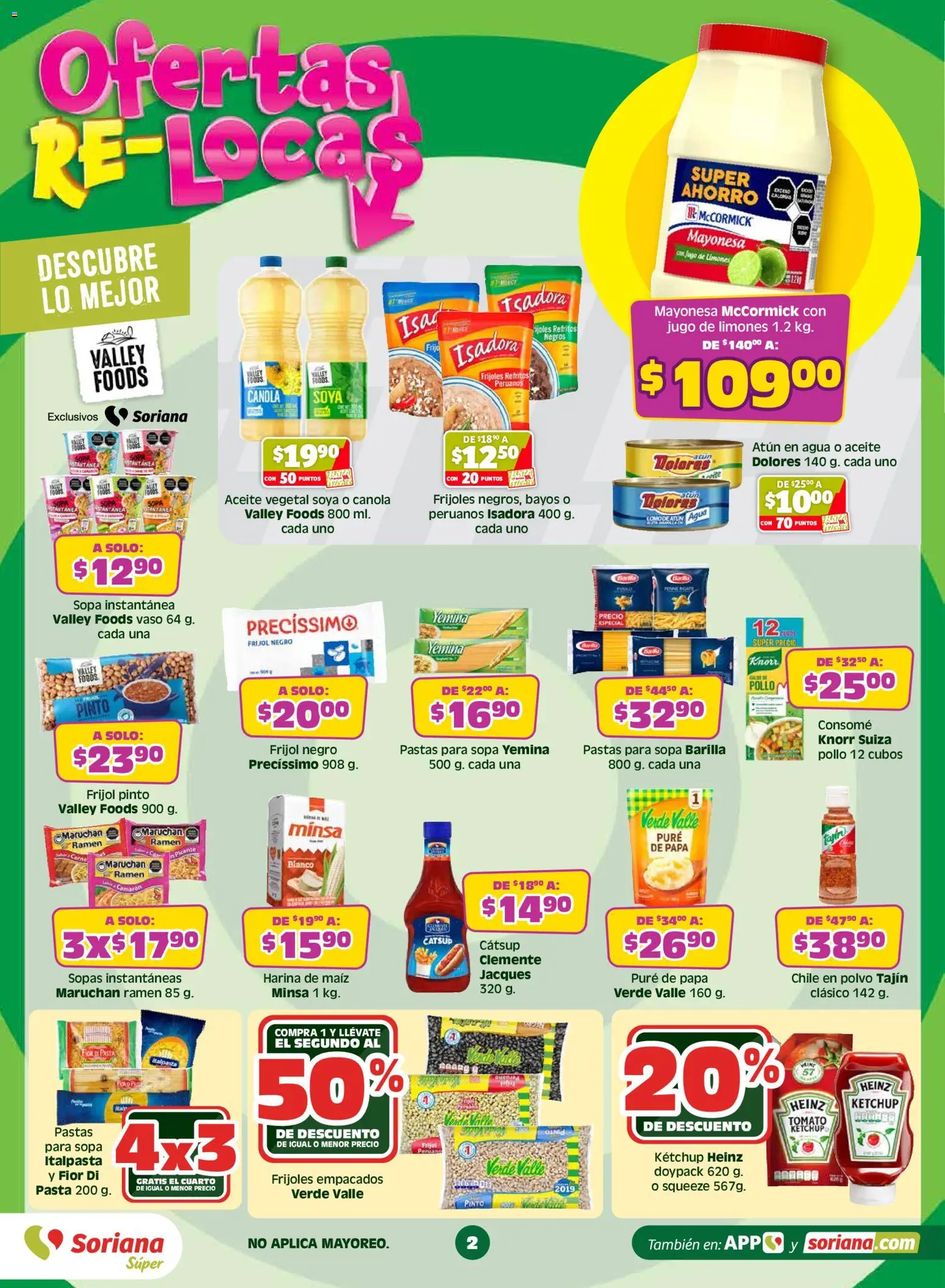 Nuevas ofertas de Soriana válidas en toda la República Mexicana desde el 14.05.2026. ¡Encuentra las mejores ofertas en Soriana Ofertas Re Locas Súper Nacional! | Página: 2 | Productos: Maíz, Mayonesa, Aceite, Catsup