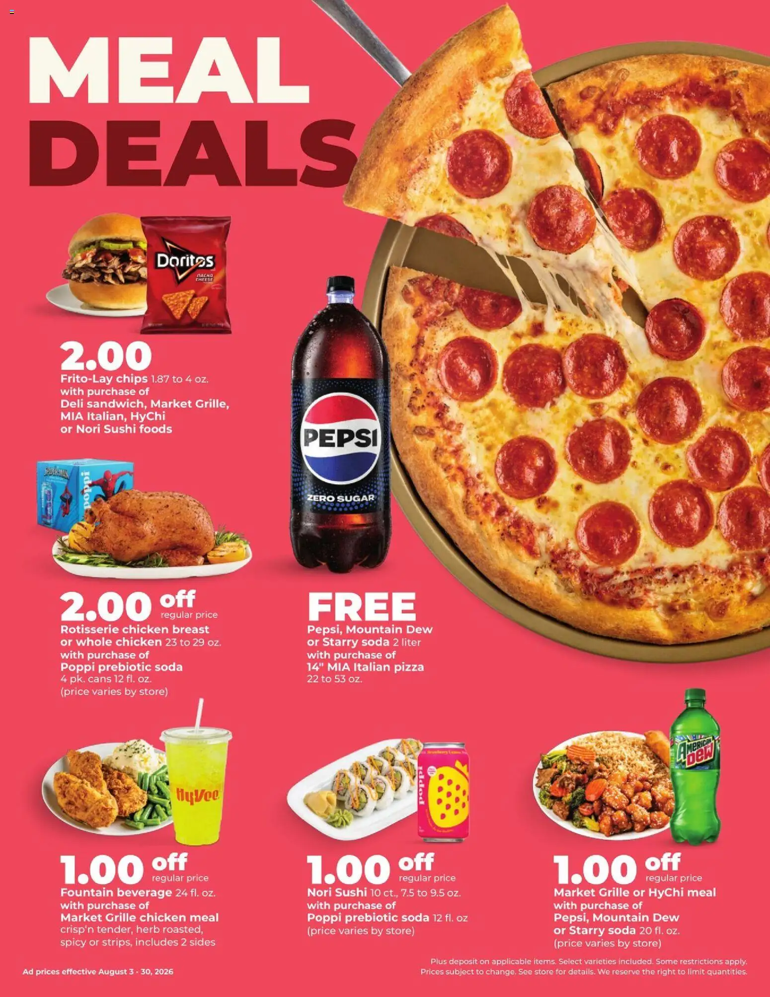 HyVee Monthly Ad - valid from 08/03/2026 | Page: 18 | Products: Cheese, Pizza, Chips, Sugar