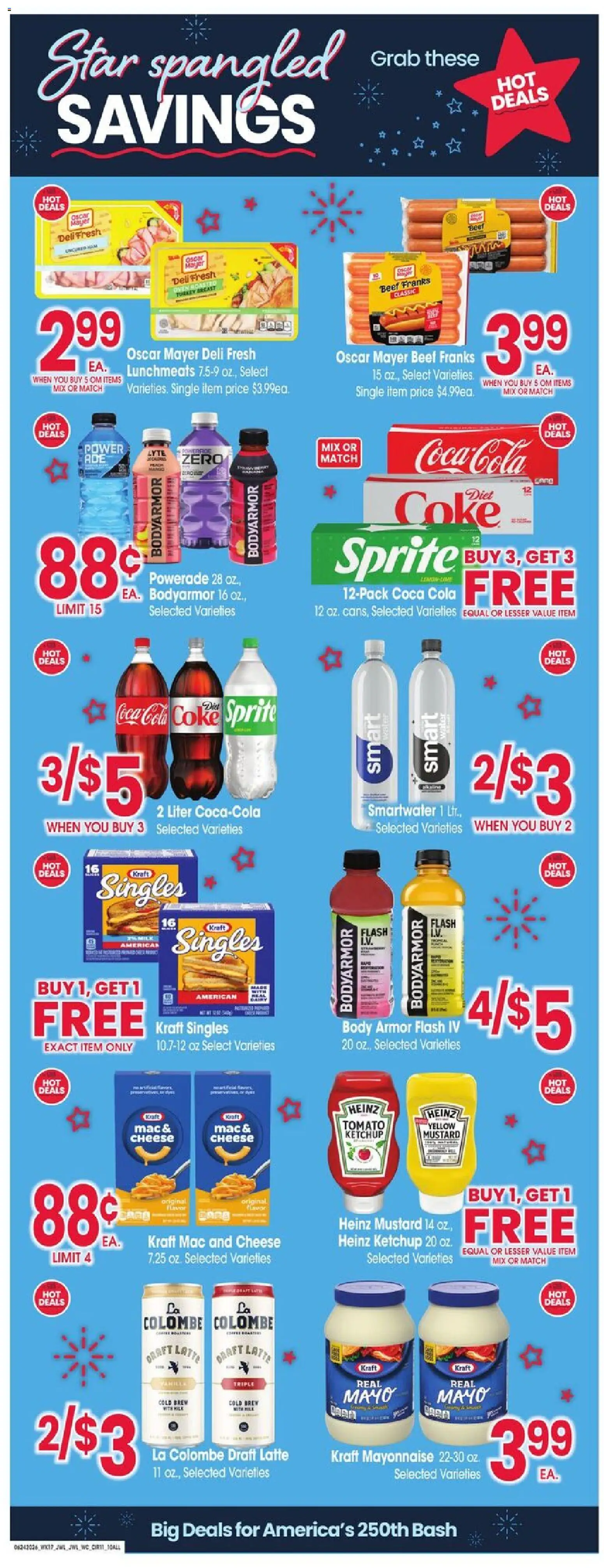 Jewel Osco Weekly Ad - valid from 06/24/2026 | Page: 11 | Products: Cheese, Ketchup, Water, Mayonnaise