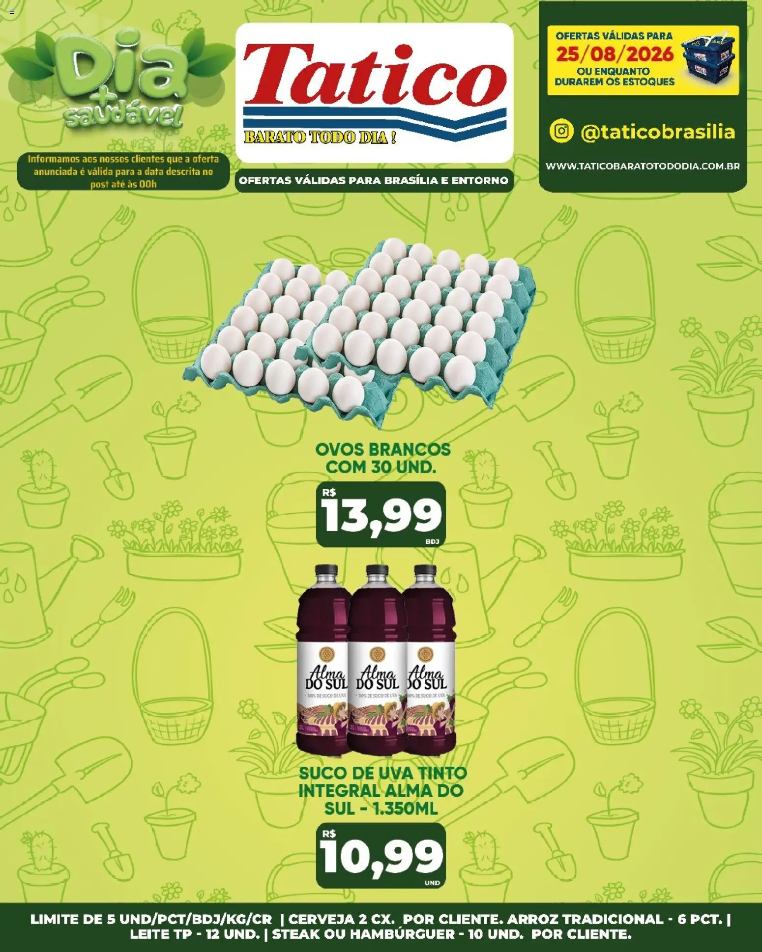 Tatico Folheto - válido de 25/08/2026 | Página: 19 | Produtos: Leite, Cerveja, Arroz, Hambúrguer