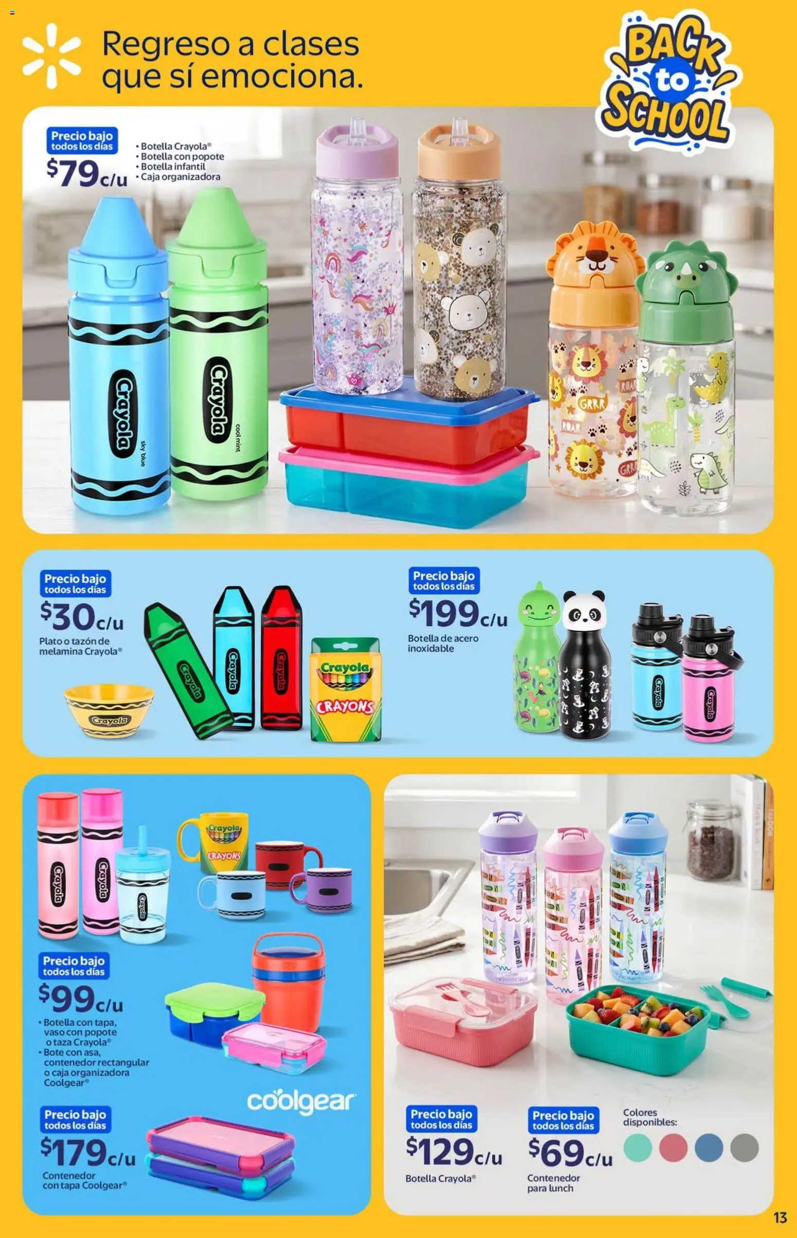 Nuevas ofertas de Walmart válidas en toda la República Mexicana desde el 08/07/2026. ¡Encuentra las mejores ofertas en Walmart folleto Back to School! | Página: 13 | Productos: Taza, Contenedor, Botella, Caja