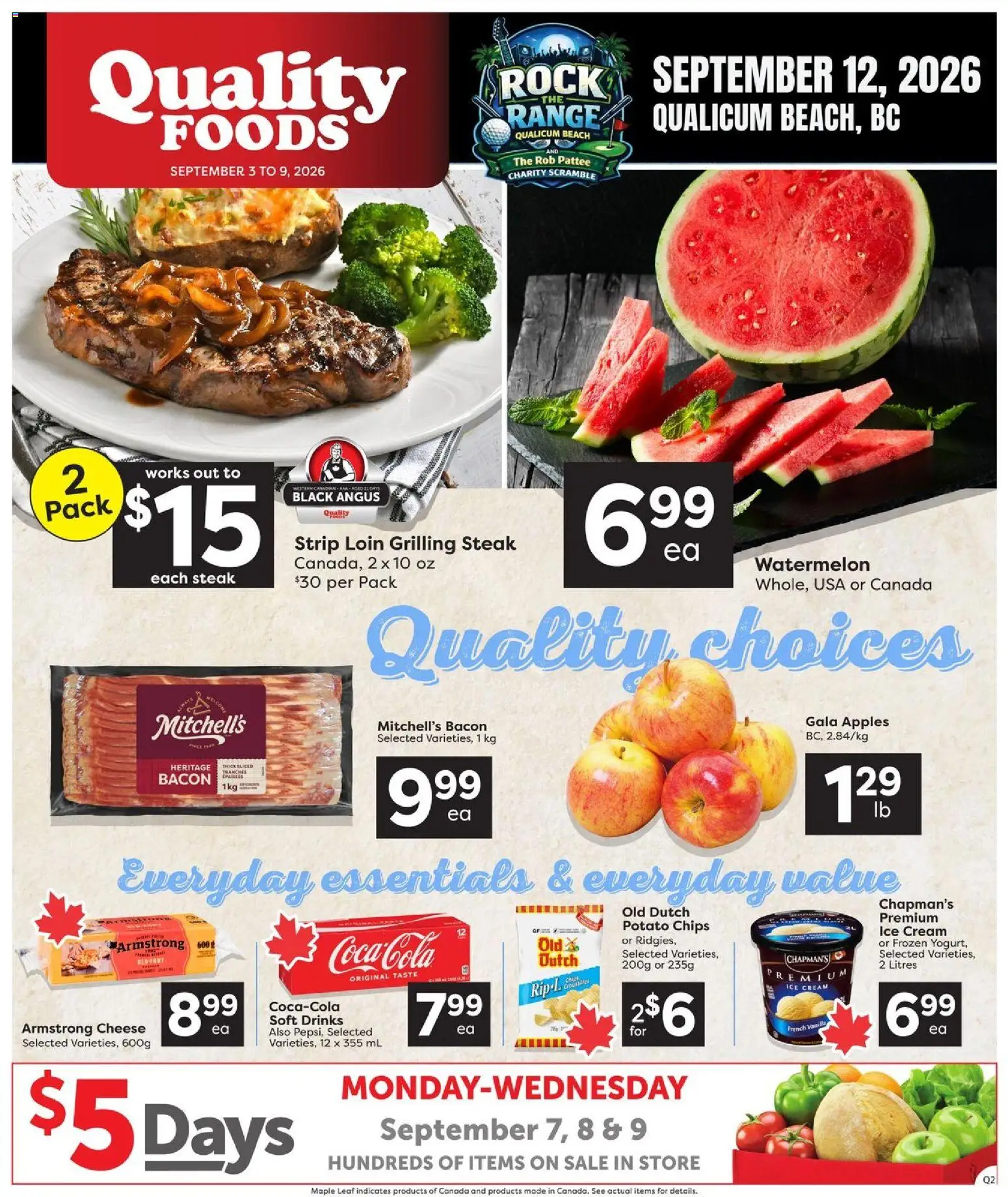 Quality Foods flyer valid from Sep 3, 2026 | Page: 1 | Products: Ice cream, Watermelon, Ice, Apples