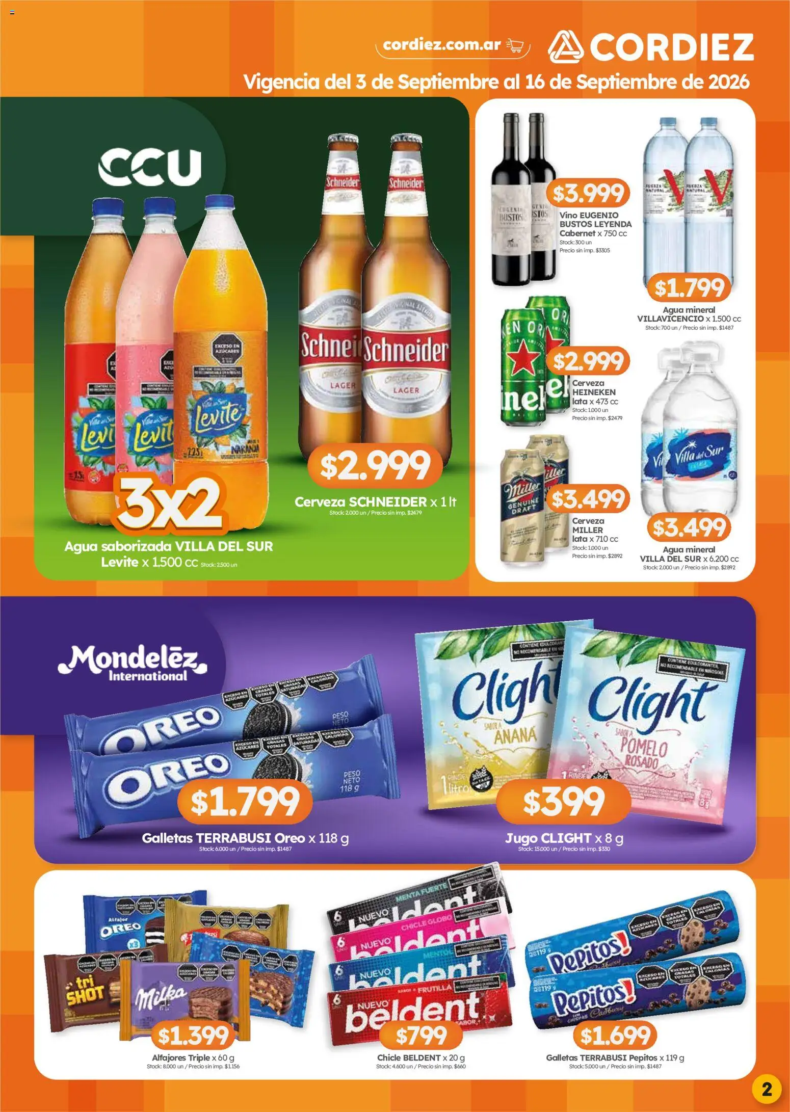 Cordiez - Marcas destacadas │ válido desde el 03/09/2026 | Página: 2 | Productos: Vino, Cerveza, Chicle, Alfajor