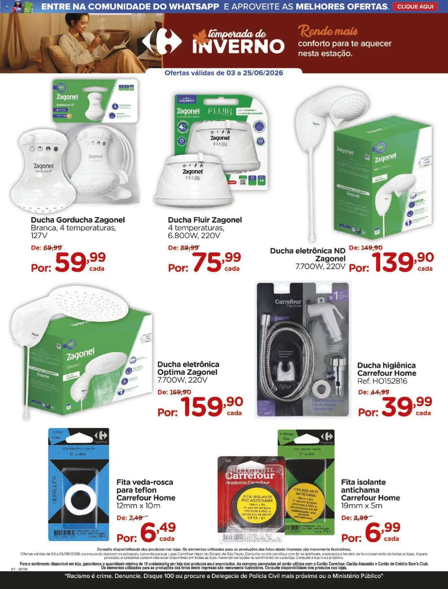 Carrefour Folheto - válido de 03.06.2026 | Página: 8 | Produtos: Ducha eletrônica, Fita isolante, Ducha higiênica, Body