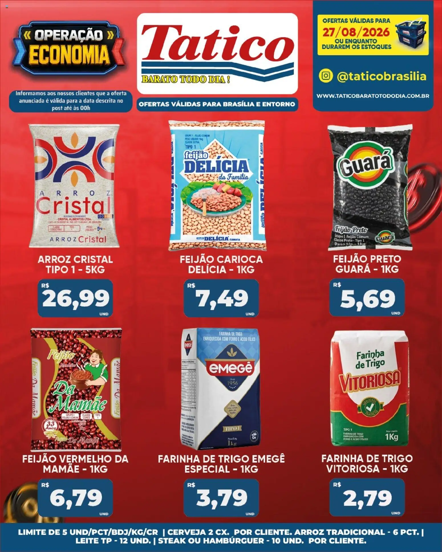 Tatico Folheto - válido de 27/08/2026 | Página: 15 | Produtos: Feijão, Leite, Cerveja, Hambúrguer